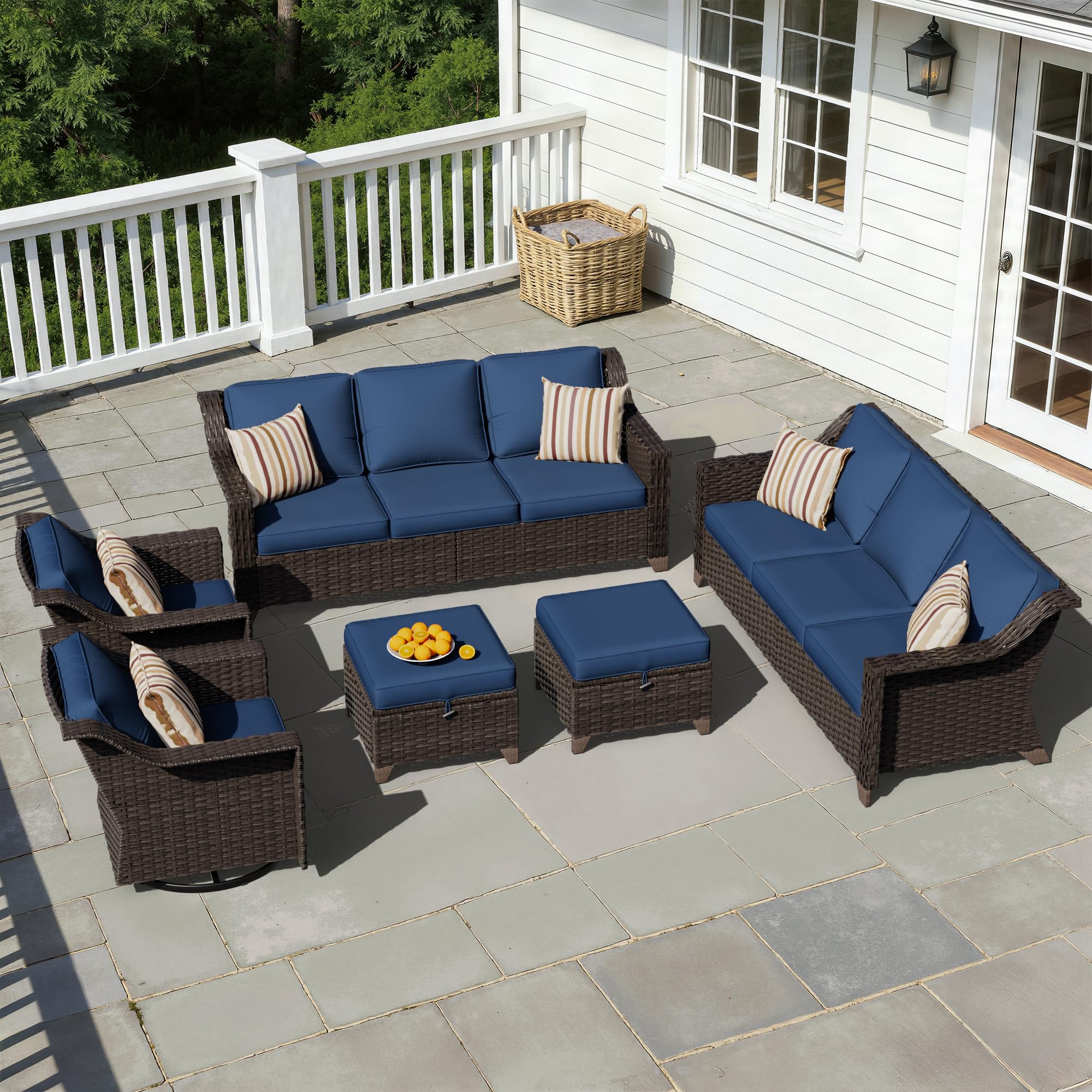 6 Piece Patio Furniture Set, Wicker Outdoor Conversation Set