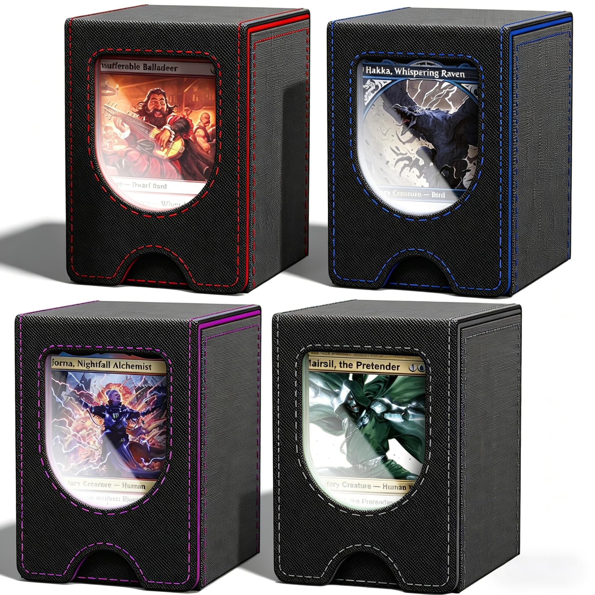 4er Set Magnetische MTG Commander Deck Box mit 2 Trennwänden, Premium Sammelkarten Aufbewahrungsbox kompatibel mit, bietet Platz für über 100 doppelt gesleevte TCG Karten