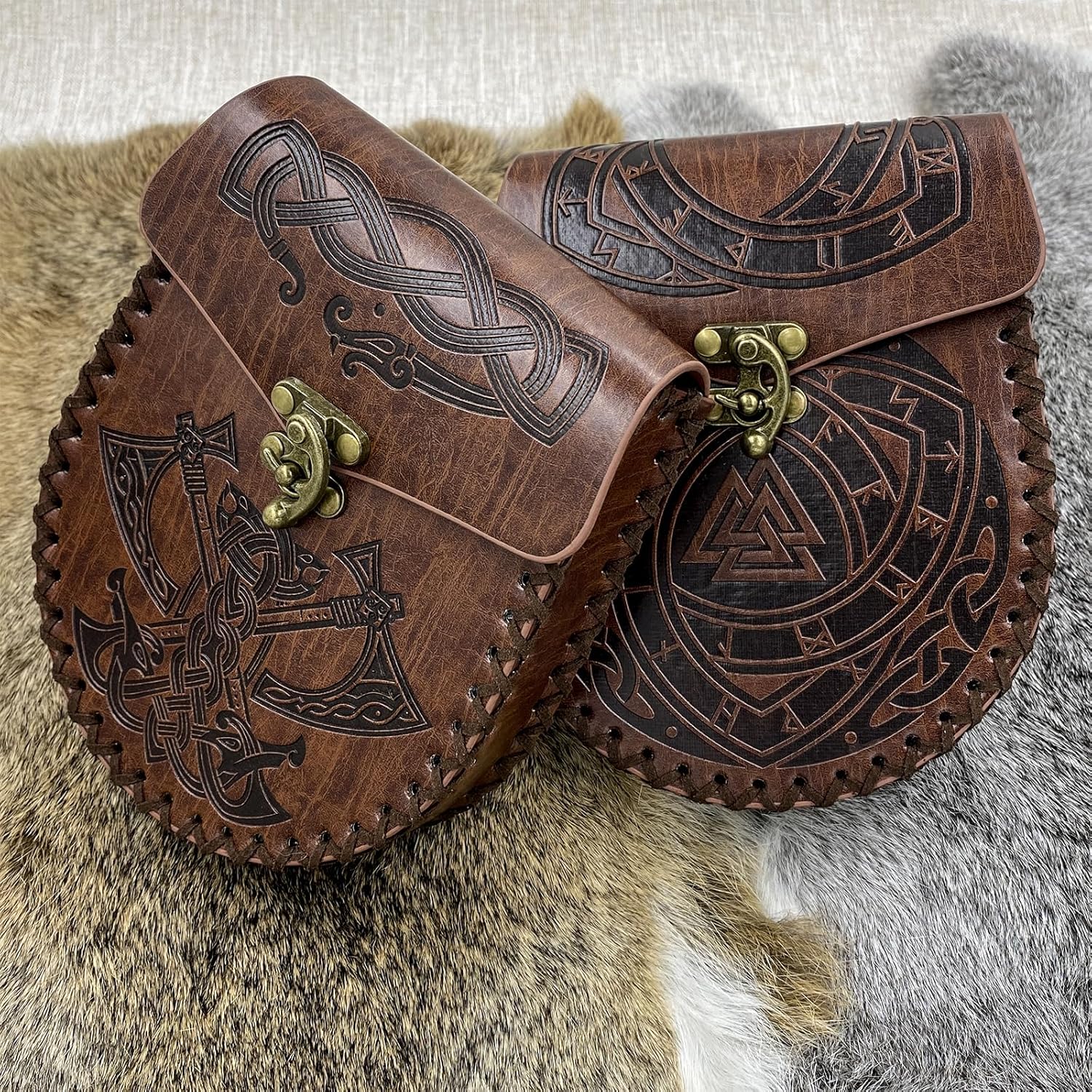 JAOYU Medieval Leather Pouch Renaissance Coin Pouch Nordic Vintage Belt Pouch Renaissance Faire Cosplay Costume Accessories Viking Dice Bag - Image 5