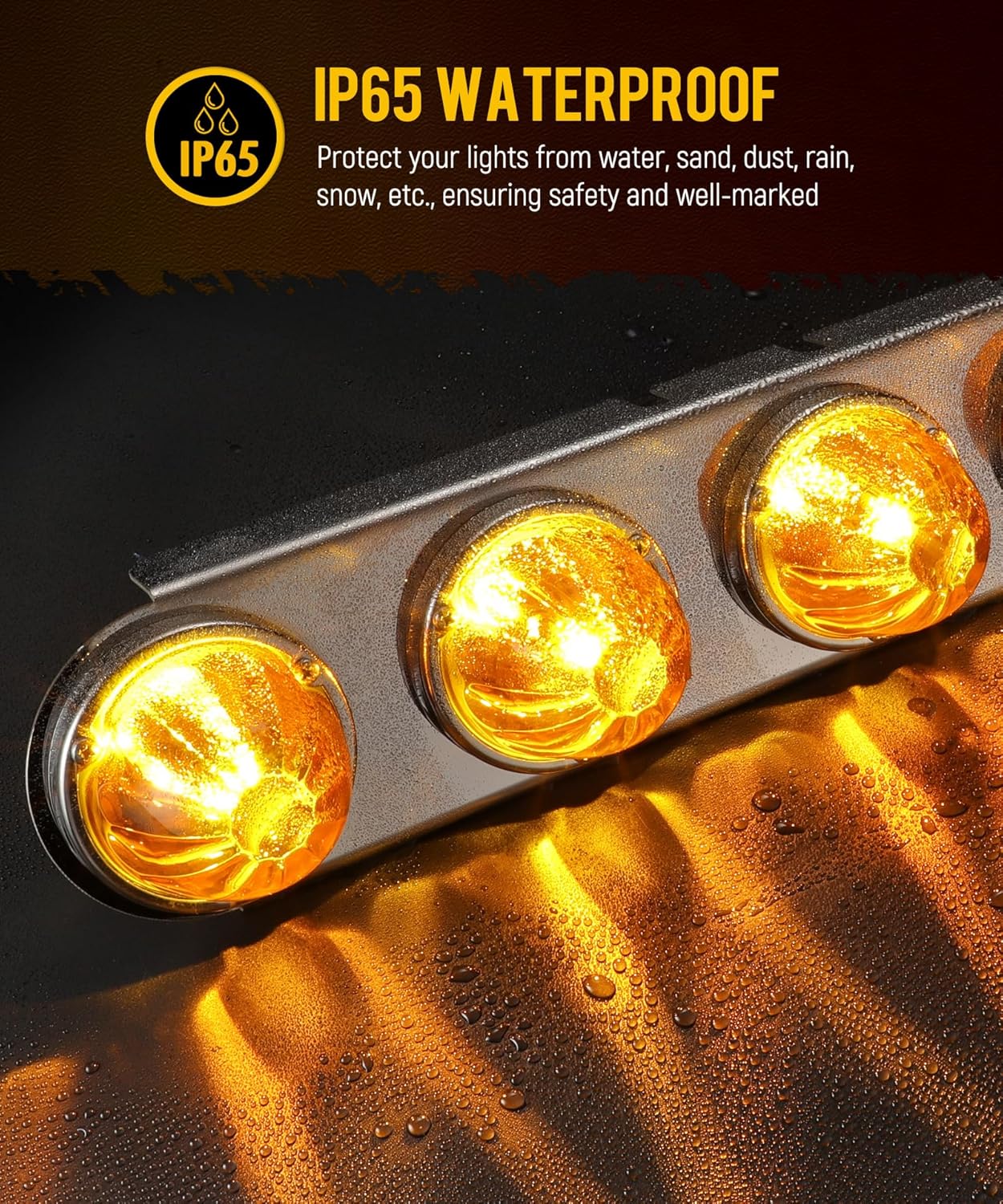 Partsam 1Pcs Passenger Side (Right Side) Radius Style 21.5" Front Air Cleaner Light Bar with 5Pcs Glass Watermelon Lights, Stainless Steel Bracket, Compatible with Peterbilt Kenworth Freightliner