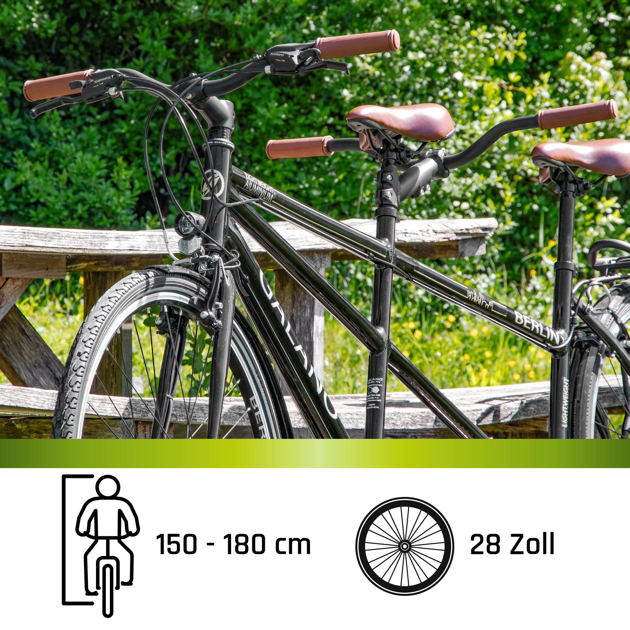 Galano Tandem Fahrrad 2 Personen Trekkingrad 21 Gang ab 150 cm Trekkingfahrrad Damen und Herren 28 Zoll mit StVZO Beleuchtung Berlin