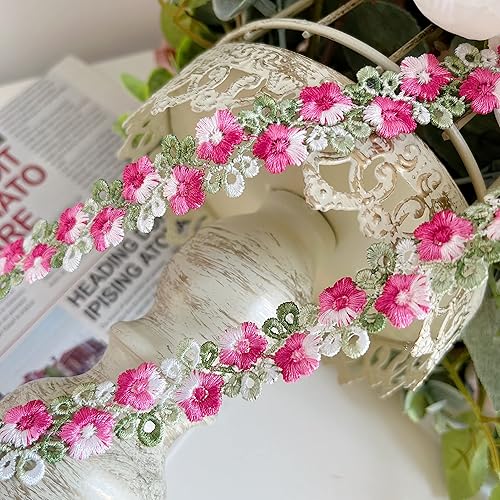 Miniatura 4 de Cinta de encaje floral de arco iris, decoración bordada, apliques bordados, cinta para coser bricolaje, boda, novia, niños, decoración de vestidos,