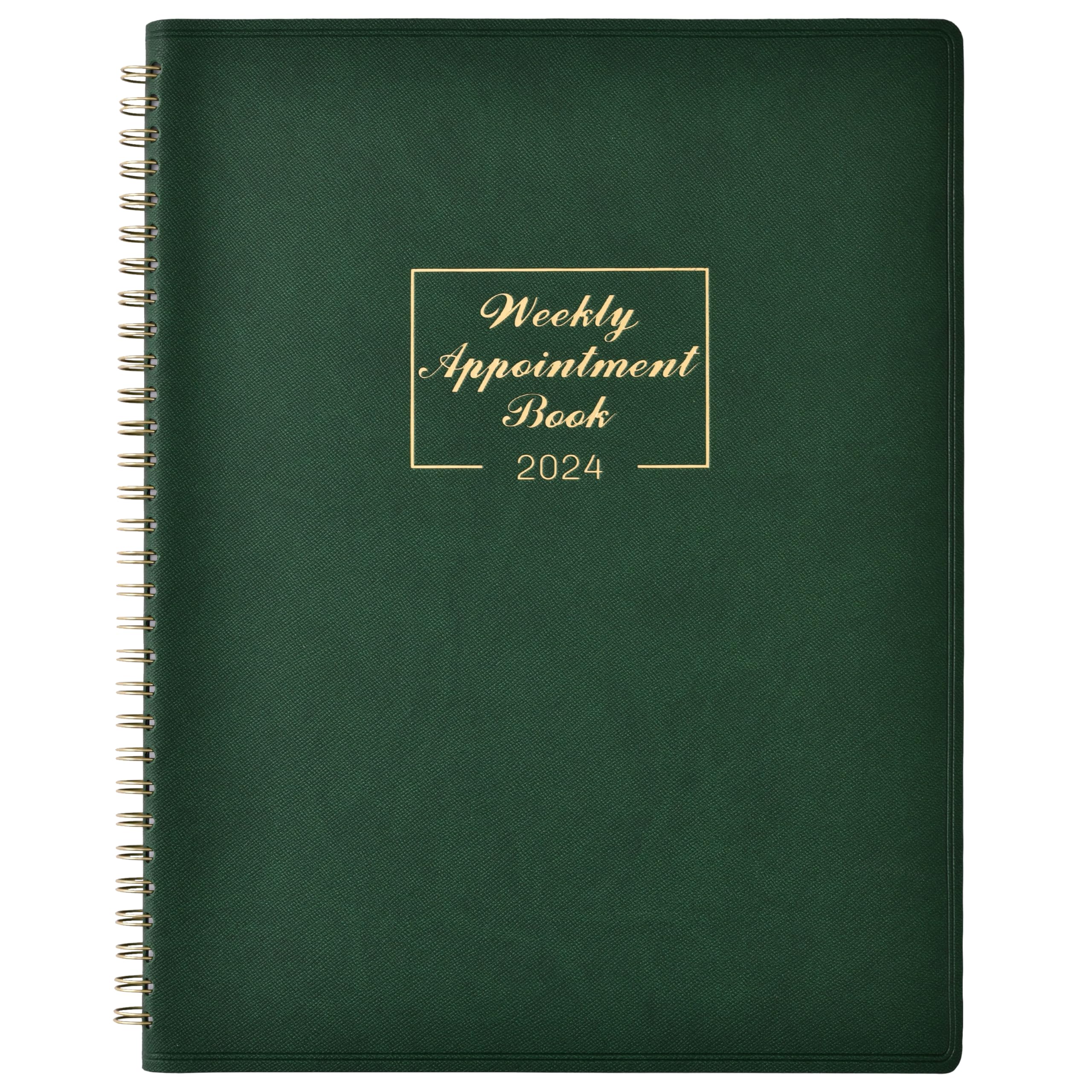 2026 Weekly Appointment Book - Daily Hourly Planner 2026, January 2026 - December 2026, 8.5" x 11", 15-Minute Interval, Flexible Soft Cover, Monthly Tabs, Green