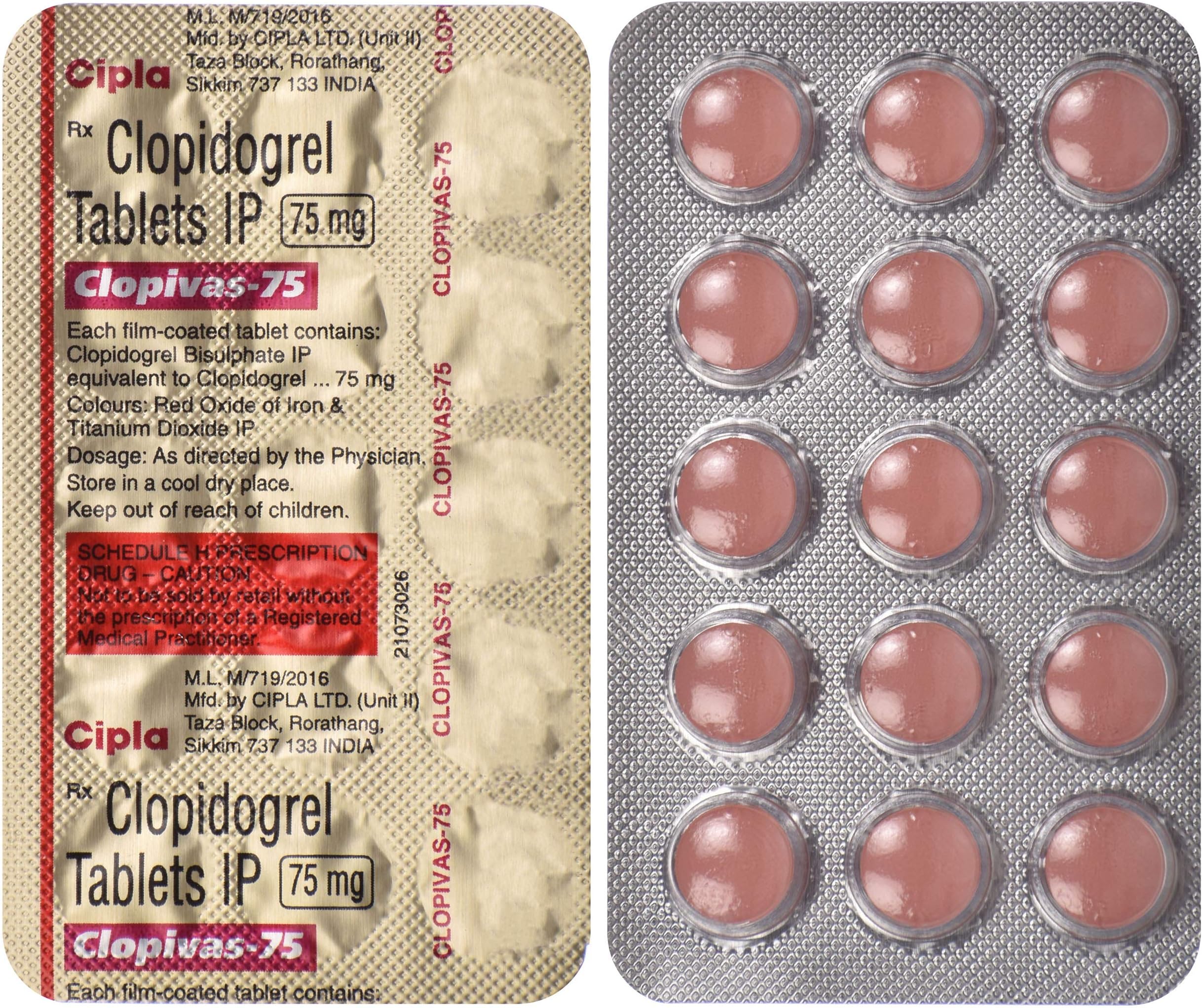 Clopivas-75 - Strip of 15 Tablets