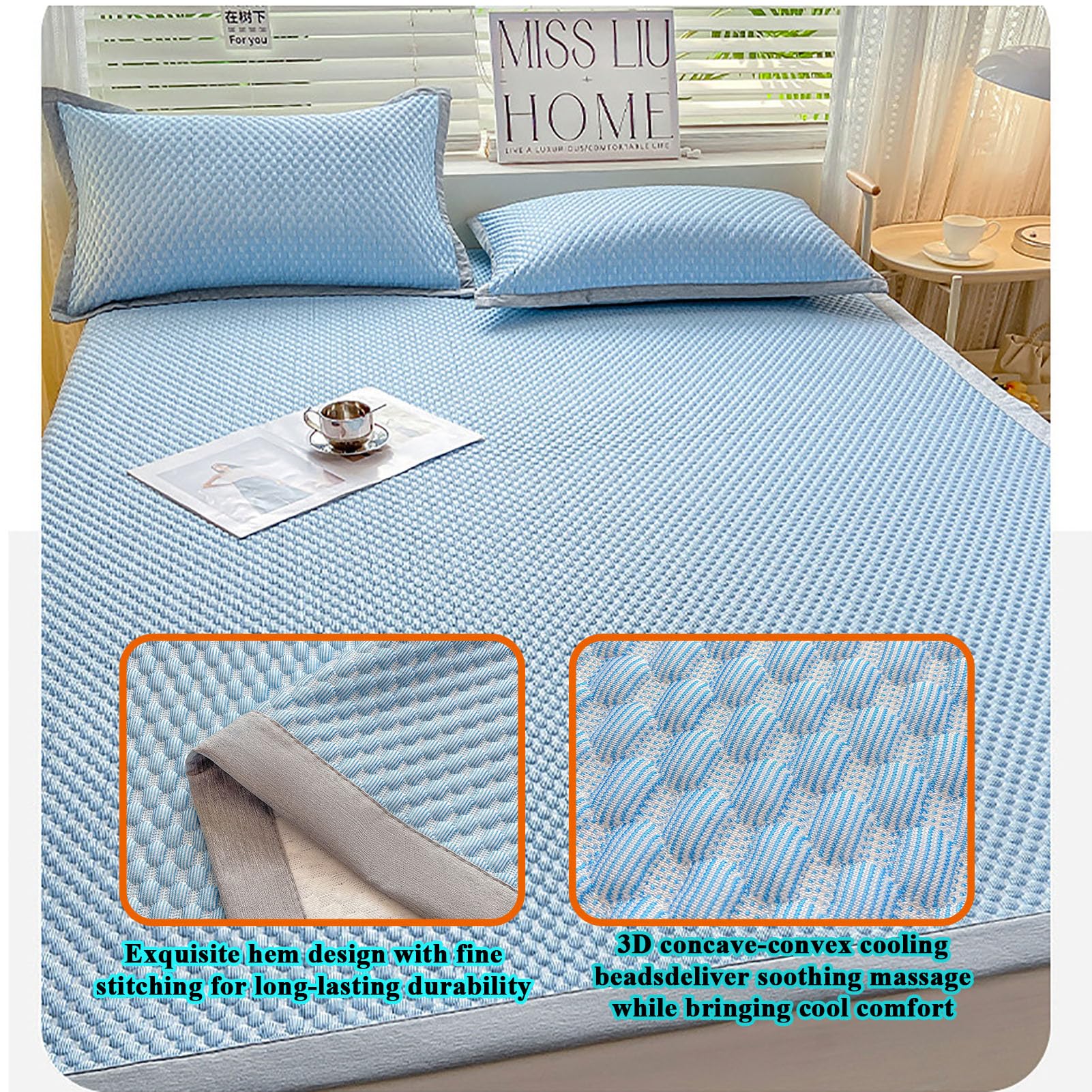 Protector de colchón con fundas de almohada, diseño ligero y transpirable para sudores nocturnos y personas que duermen con calor, comodidad ultra fresca para las noches de verano