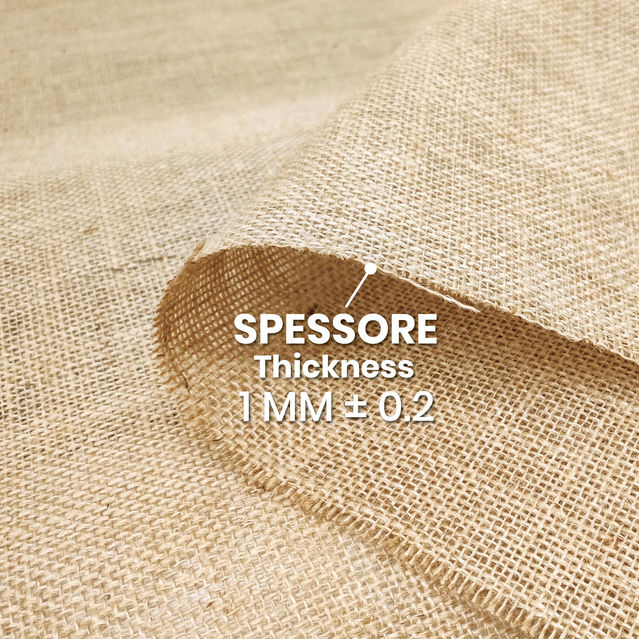 Panini Tessuti, Arpillera Pura en Fibra Natural – Recortes de 2 – 5 – 10 mt x 1,40 mt de Altura