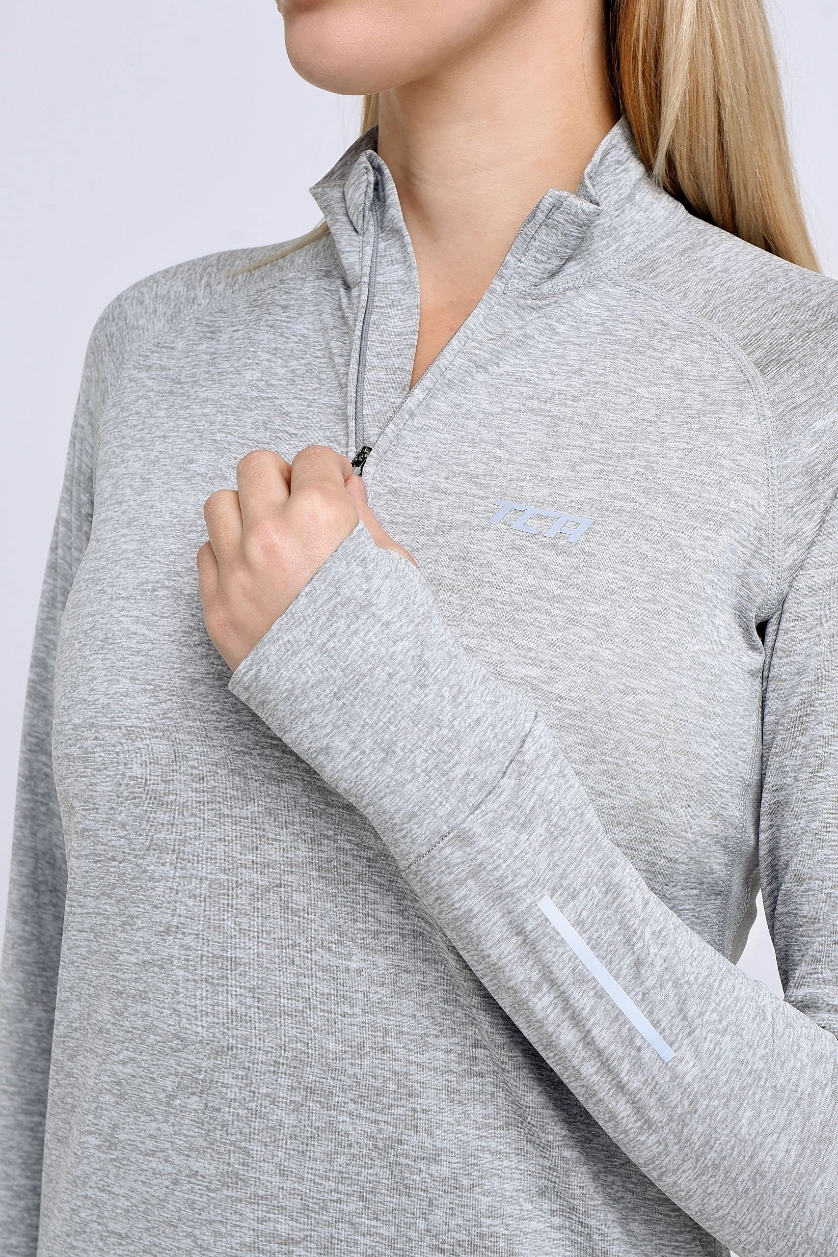 TCA Winter Run T-Shirt de Sport et Running Tee-Shirt Manches Longues avec Fermeture Éclair Mi-Poitrine pour Femme