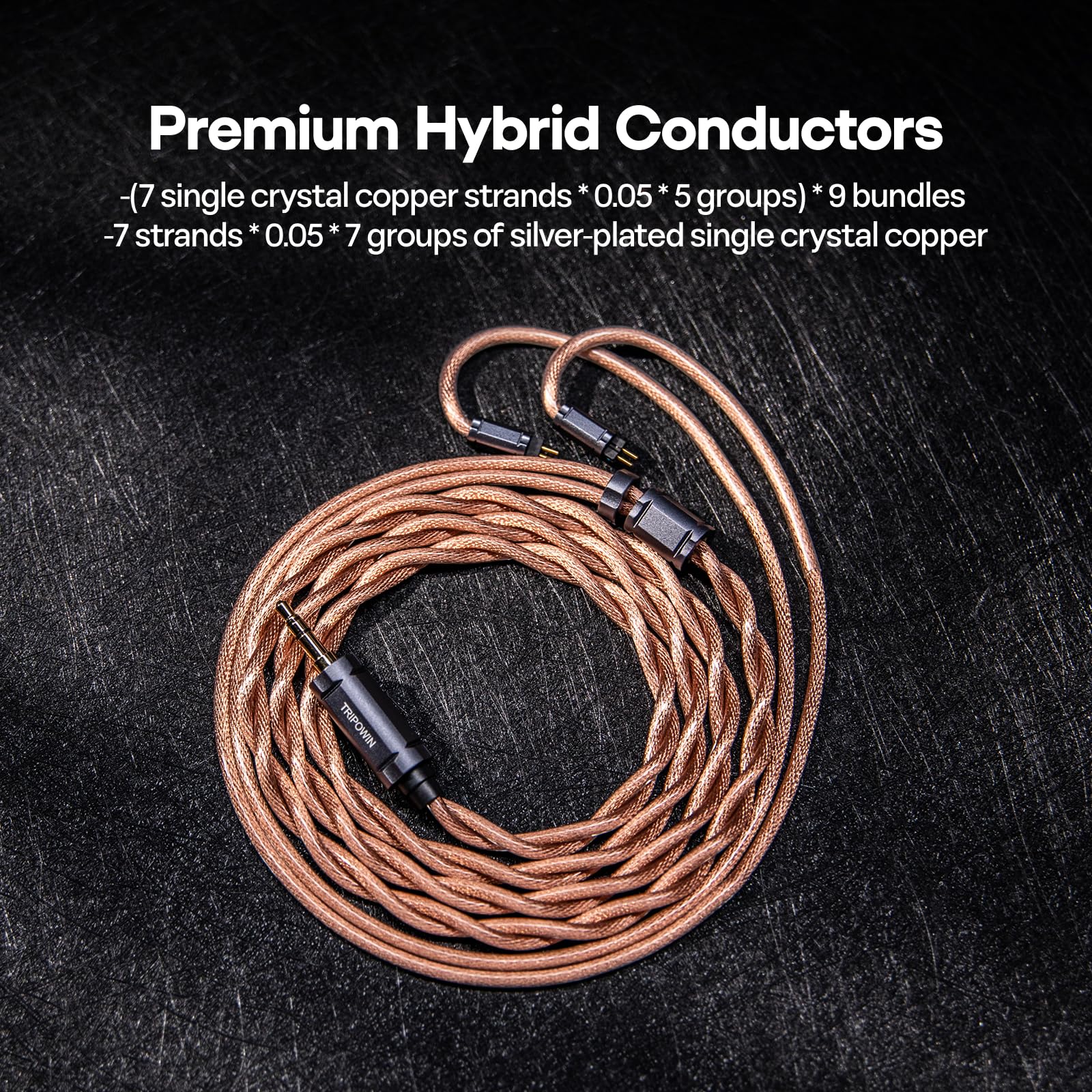 Linsoul Tripowin Nimbus Cavo IEM Ibrido in Rame Monocristallino, Filo di Ricambio per Cuffie HiFi LITZ TYPE5 e AWG 19 per In Ear Monitor e Auricolari con Cavo (2Pin Incasso) | Litz TYPE5 & AWG 19 Cavo auricolare, cavo di ricambio HiFi per monitor in-ear e