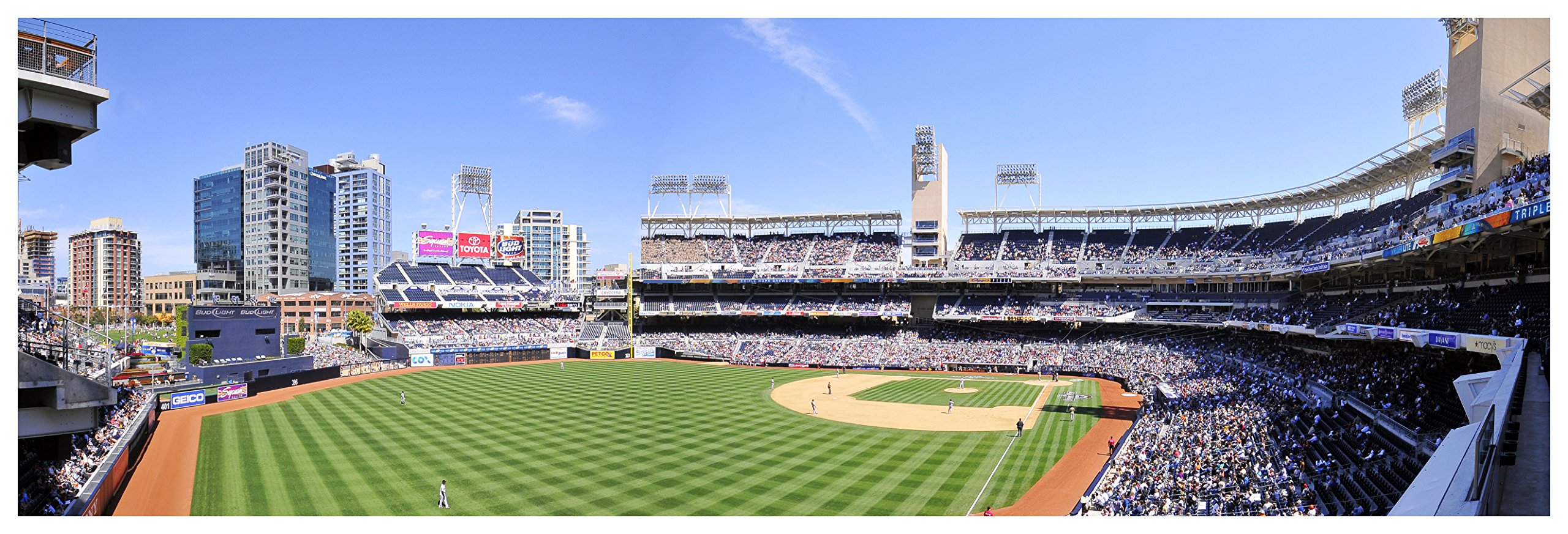 ArtsyCanvas Petco Park - Baseball Field - 36x12 Matte Poster Print Wall Art