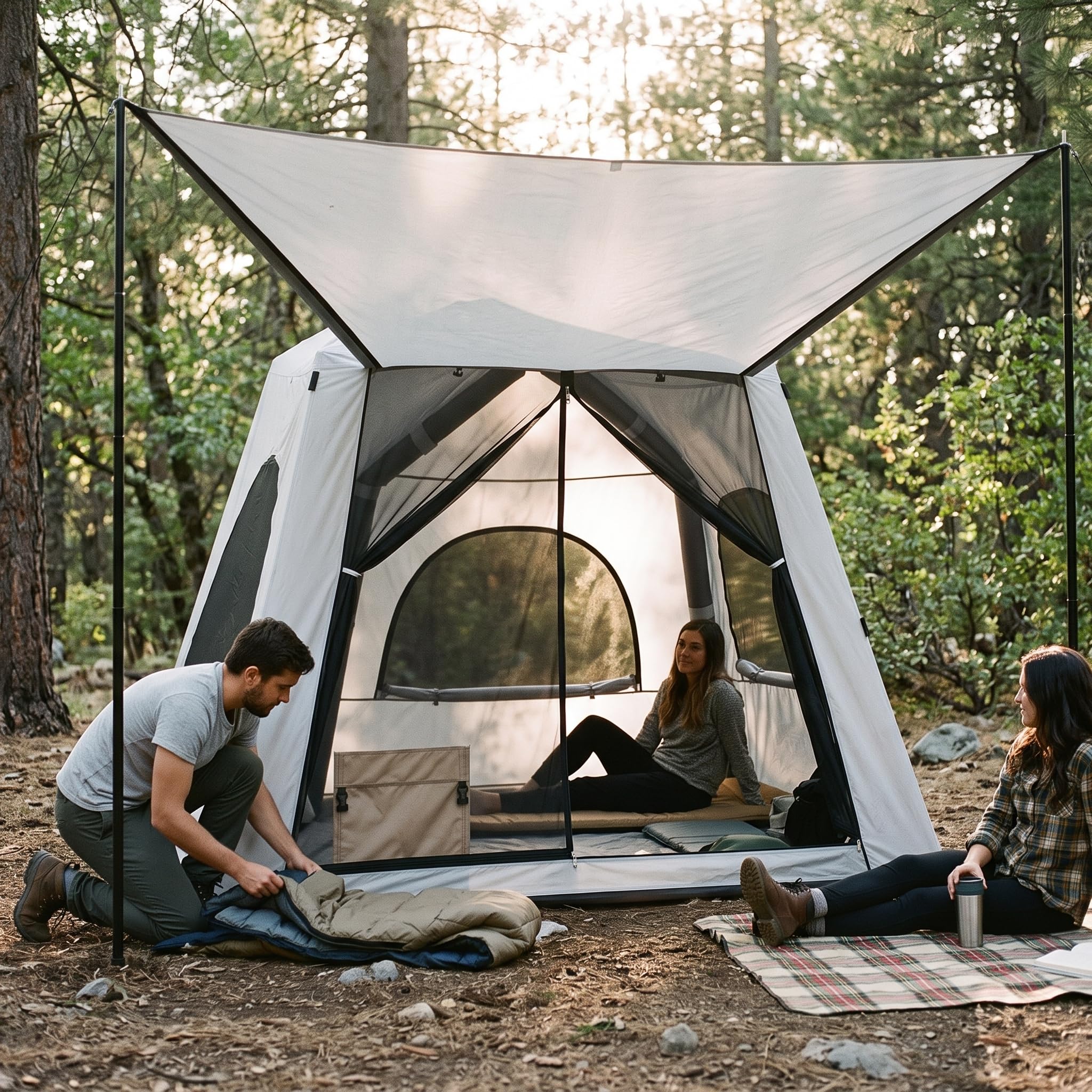 Carpa Inflable para Acampar 3 a 6, Tienda Impermeable Montaje rápido, para