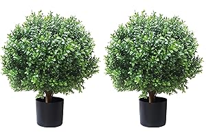 Set of 2 Outdoor Faux Plants: 24'T 18'D Artificial Topiary Trees