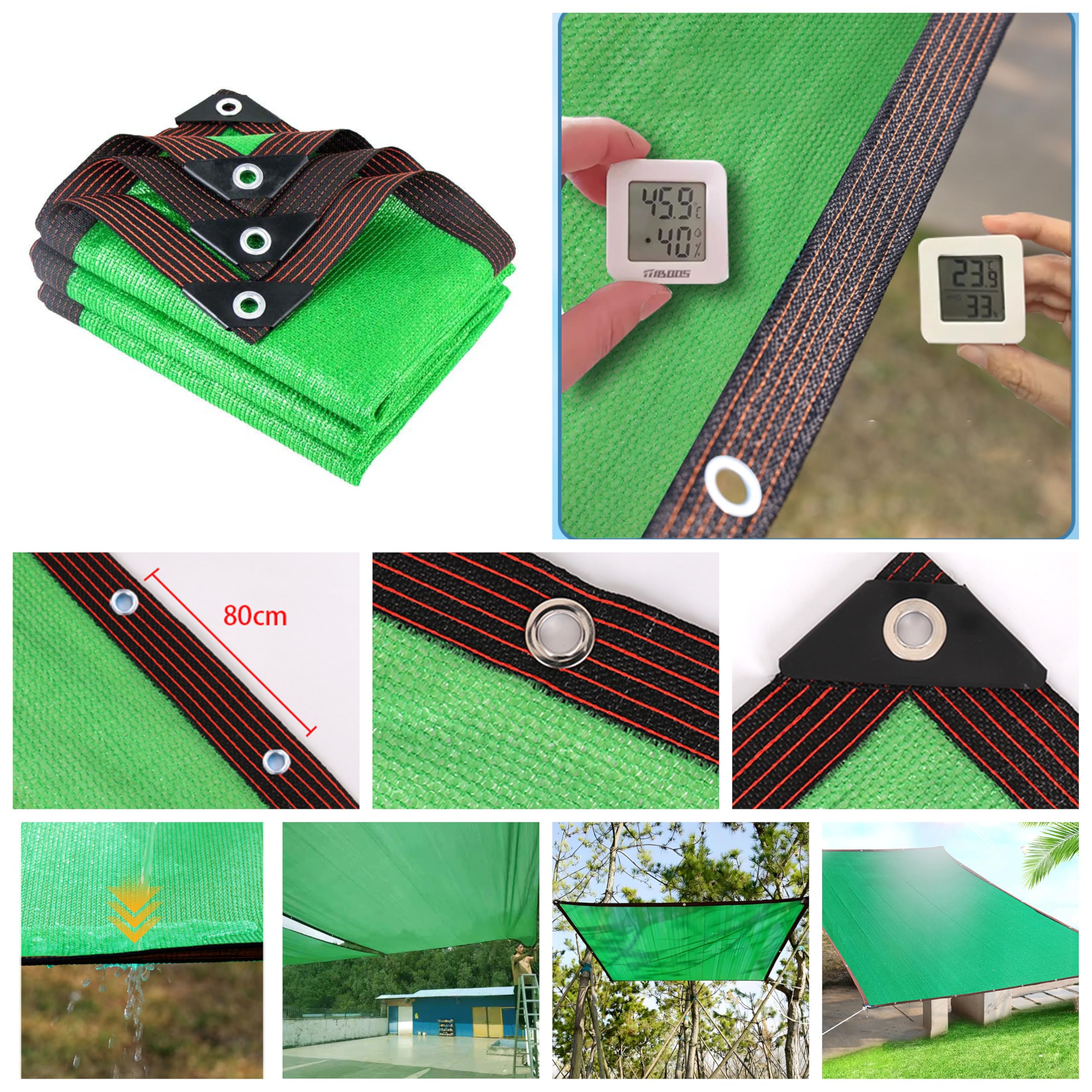 Toldos para Patio,Red de sombreo con Ojales Malla Sombra 95% UV Privacidad de Jardín y Pantallas Protectoras para pérgolas, jardín, Invernadero, Exterio (6x9m)