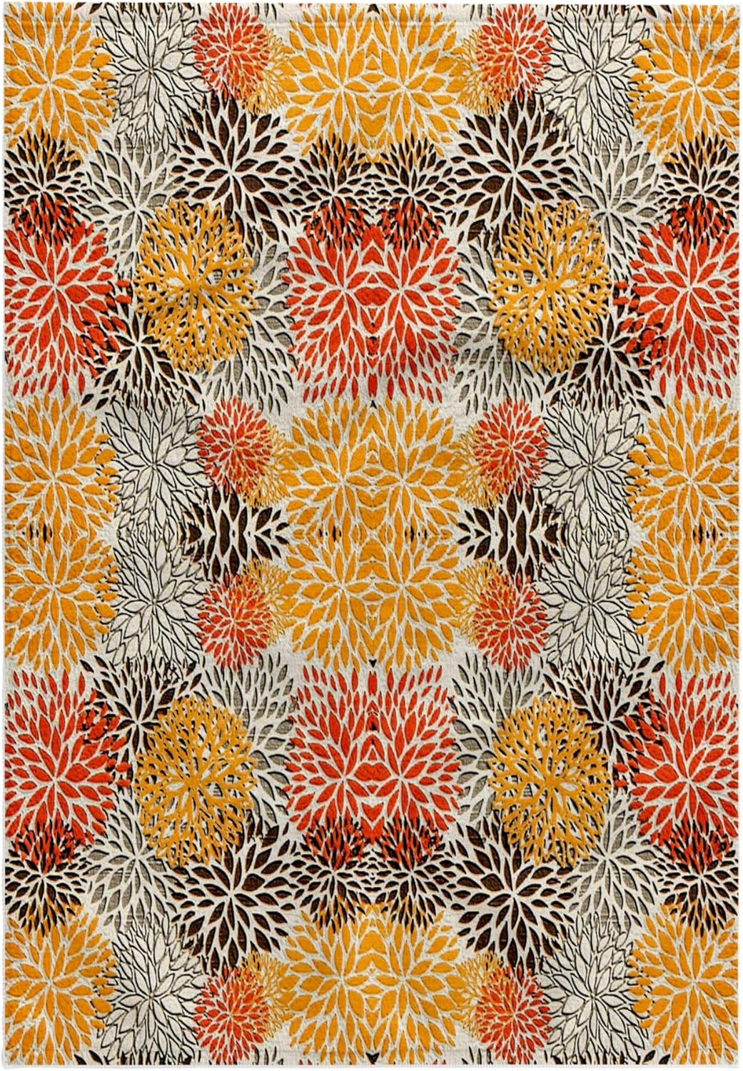 3dRose Textured Look of Brown Orange n Gray Floral 22x30 Bath Hand Pool Towel