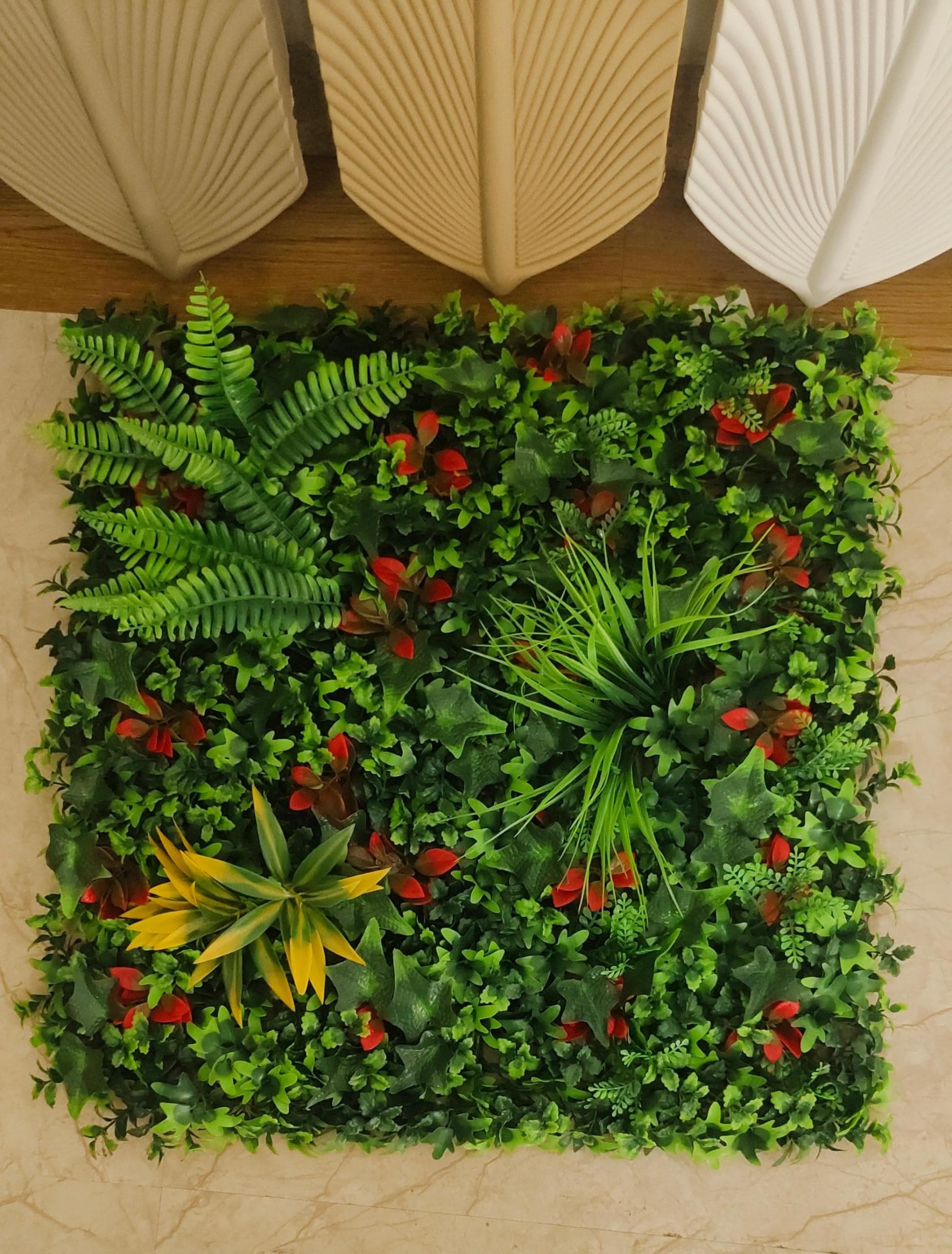 Artificial Grass Mat for Wall Decor and Vertical Garden (16 x 24 Inch) | High-Density Synthetic Grass Panels for Home, Balcony, and Office Interior | UV Resistant Green Wall Decoration Mat (Design 9)-image-47