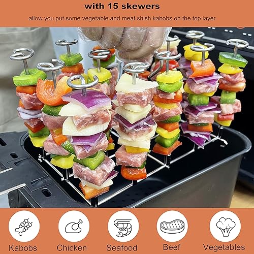 Miniatura 3 de KINLYBO Soporte para freidora de aire para freidora de aire Ninja Foodi Dual Air Fryer DZ201, DZ401, estante deshidratador antiadherente de acero