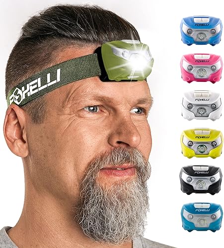 Miniatura 7 de Foxelli Linterna frontal LED recargable luz de cabeza súper brillante, ligera y cómoda para correr, acampar, senderismo y trabajo, adecuada para