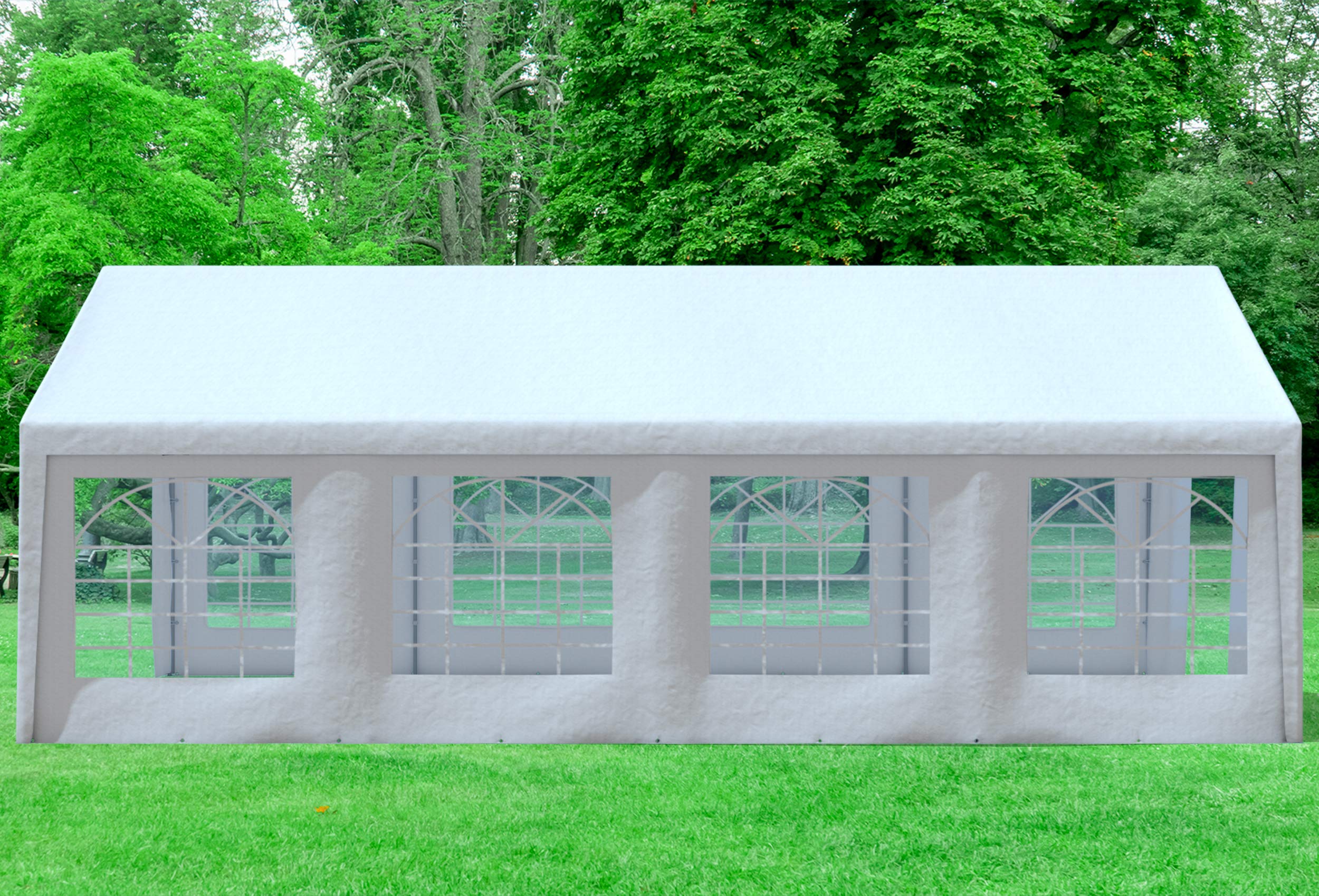 Stabilezelte Partyzelt 4x8 Classic Premium PVC 400 g/m² wasserdicht inkl. Seiten Festzelt Gartenzelt Weiß