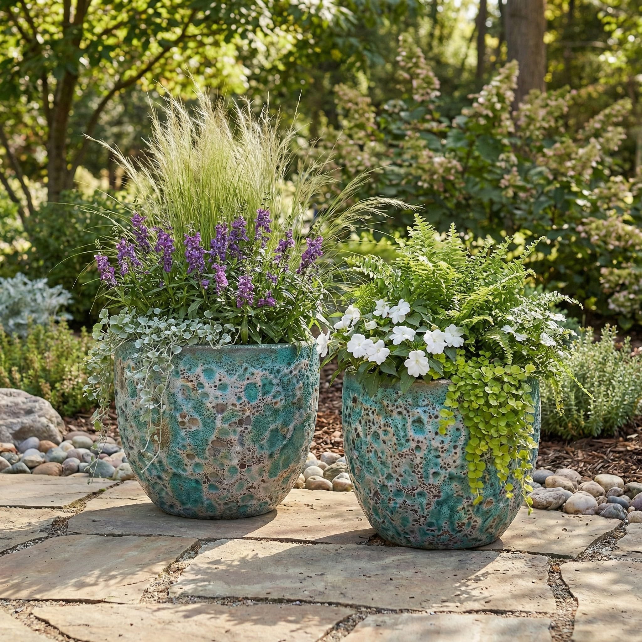 Teramico Donica na rośliny klasy premium, ceramiczna, glazurowana – 100% odporna na mróz i ręczne wykonanie. Donica na kwiaty z otworem do użytku na zewnątrz i wewnątrz. Wysokiej jakości ozdobna