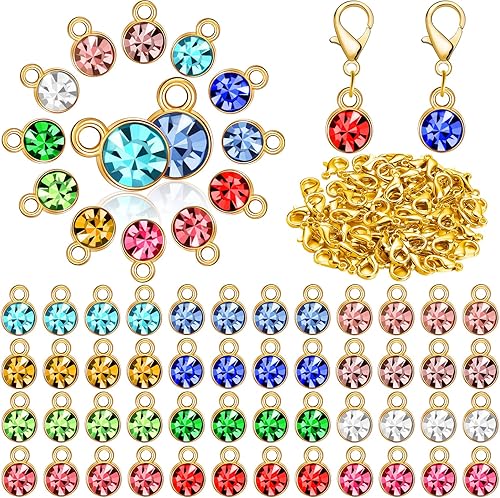 120 dijes para hacer joyas, dijes de piedra natal, aretes, dijes de flores, dijes de plata, dijes brillantes para hacer joyas, accesorios de aretes,