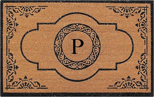 A1 Home Collections Heavy Duty, Long Lasting, Outdoor Entrance Front Porch Rug First Impression Hand Crafted Abrilina Entry Monogrammed Double Doormat, 29.5" X 47.5", Black