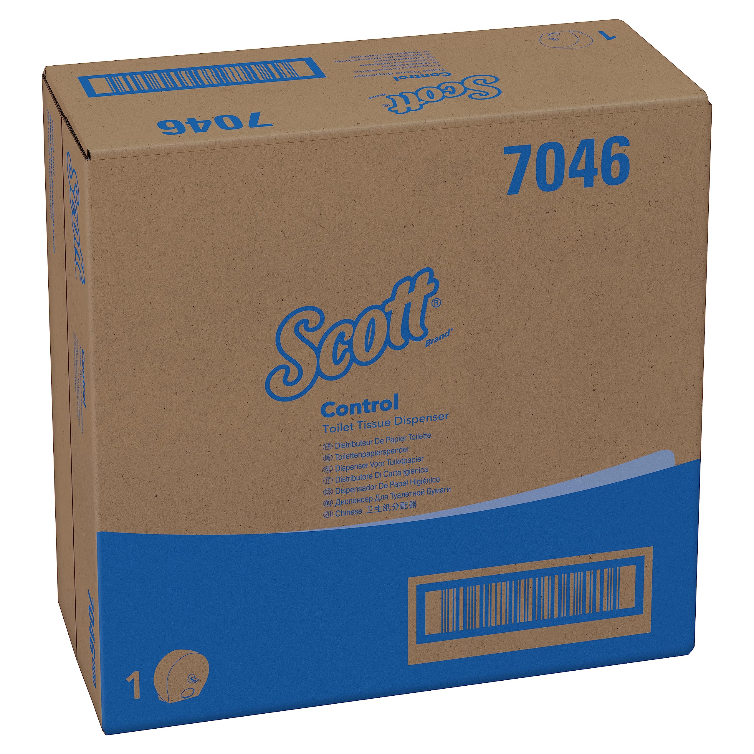 Scott 7046 Distributeur de Papier Toilette Scott Control - 1 x Distributeur Blanc de Papier Toilette en Rouleau