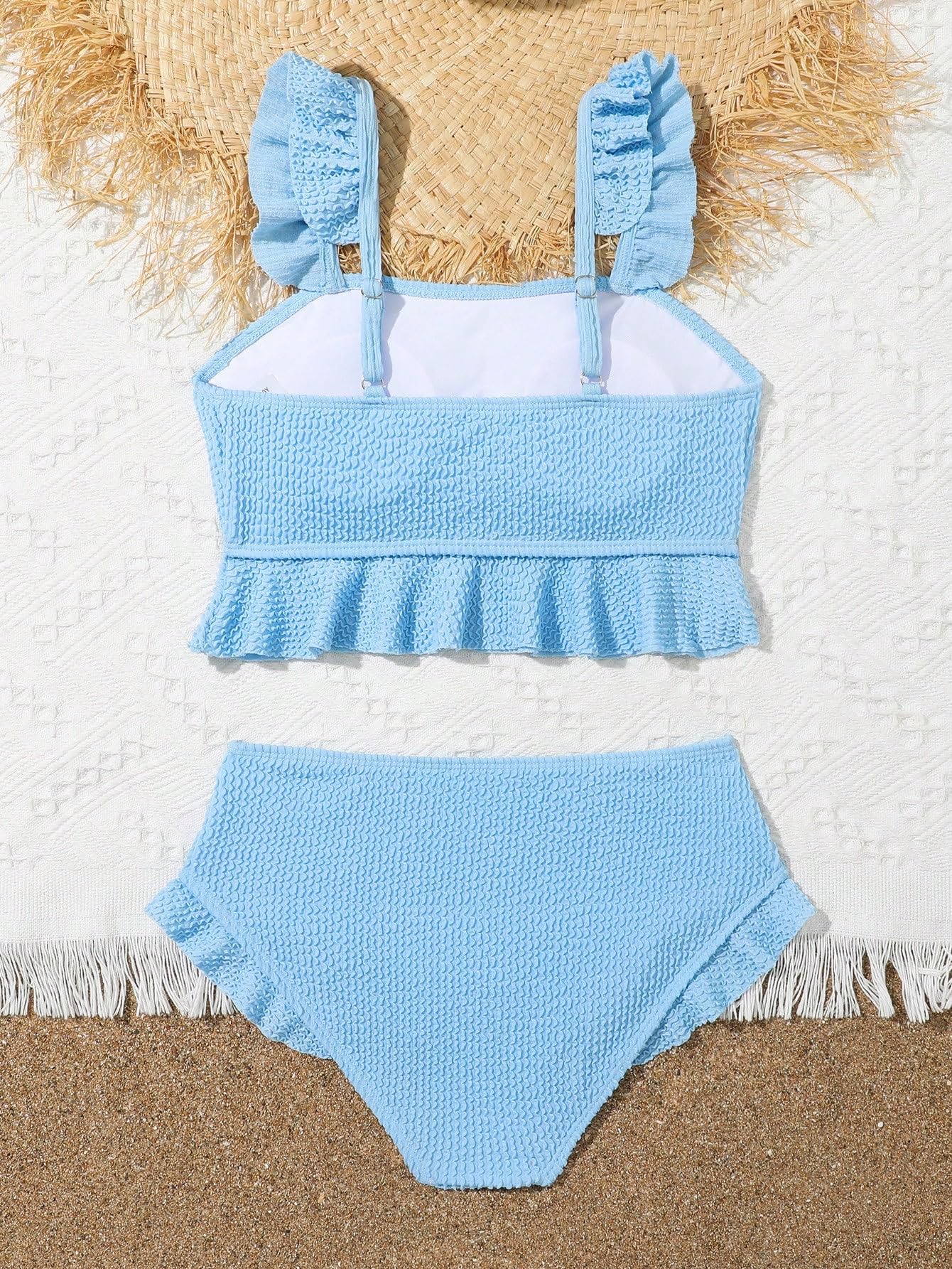 Floerns Costume da bagno estivo da bambina, 2 pezzi, con volant