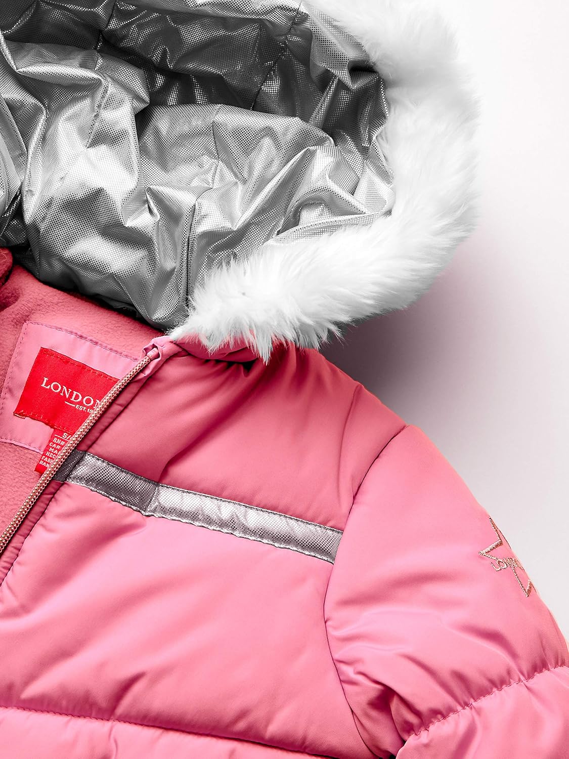 Vista 2 de LONDON FOG - Traje de nieve para niña con overol y chaqueta inflada