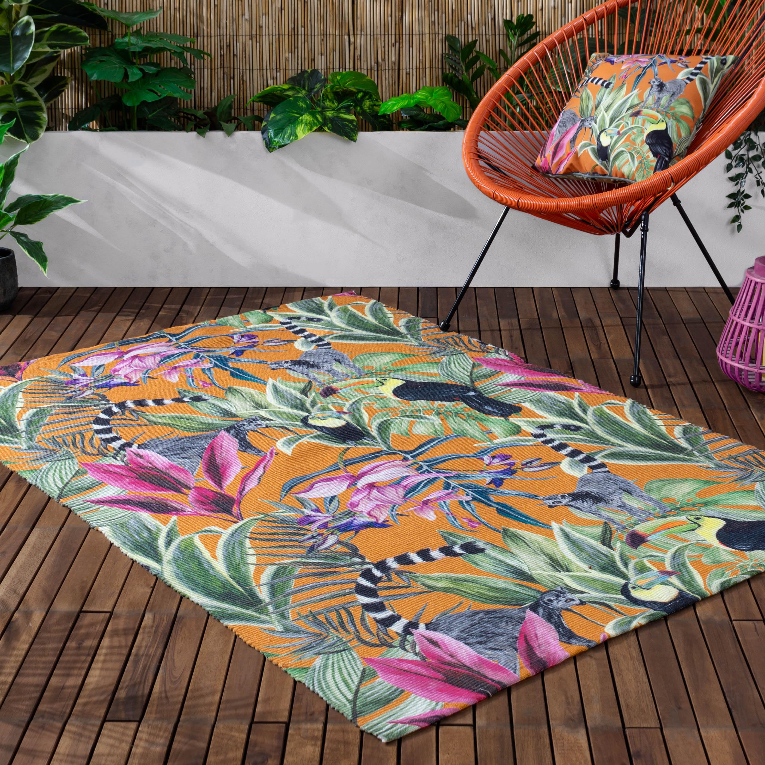 Wylder Tropics Kali Animals Outdoor/Indoor Rug, Tropical Animal Design (Multicolour, 120 x 170cm), Multicolor