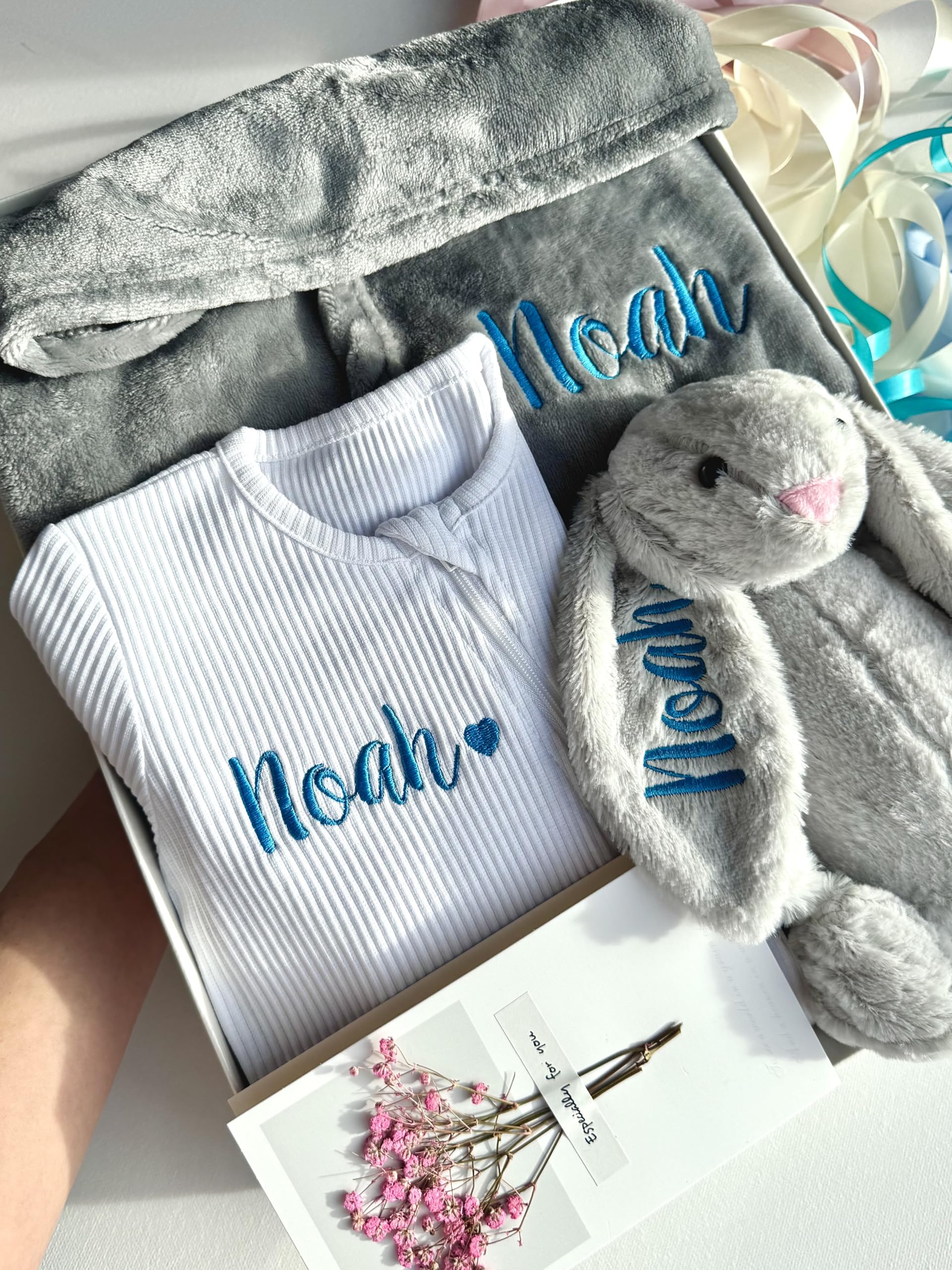Personalised Baby Gift Set with Box or Without for Baby Boy or Baby Girl, Perfect for Baby Shower Gifts & Christenings with Gift Message Card Ready to Gift (Option 2, 18-24 Months)