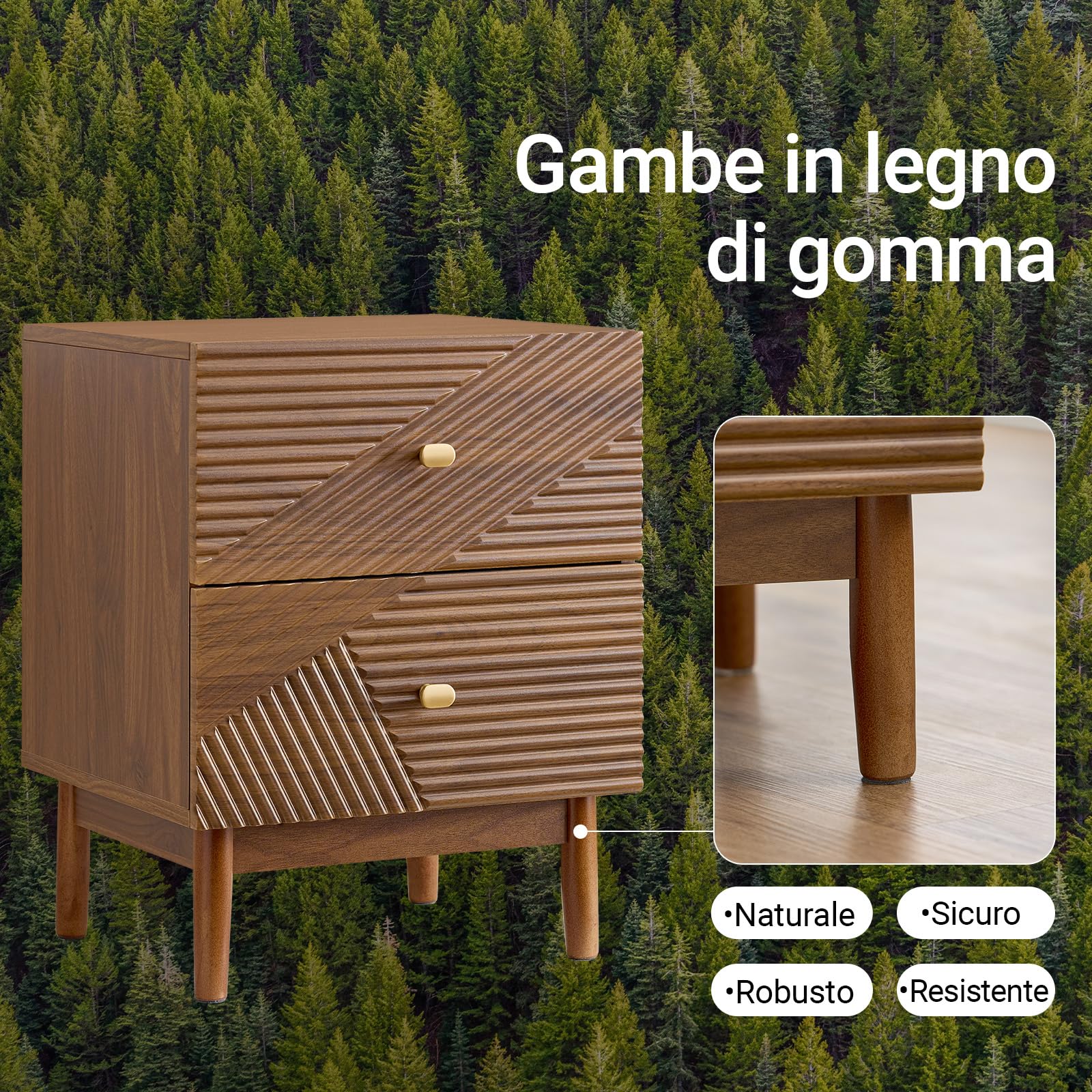 SoBuy comodino vintage con 2 cassetti in legno L45xP40xH58cm