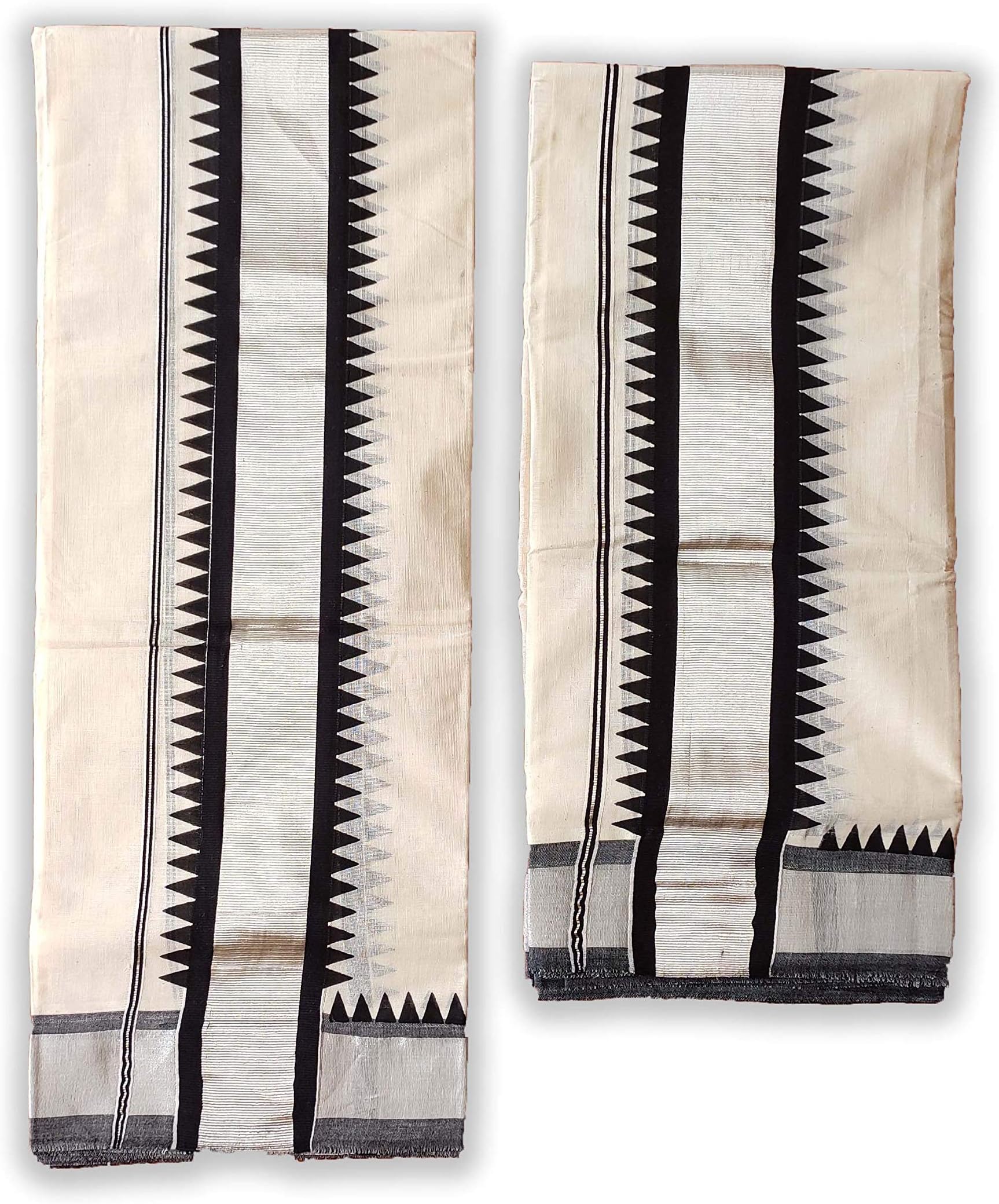 HARADHI Women's Kasavu Cotton Saree Without Blouse Piece (Black)