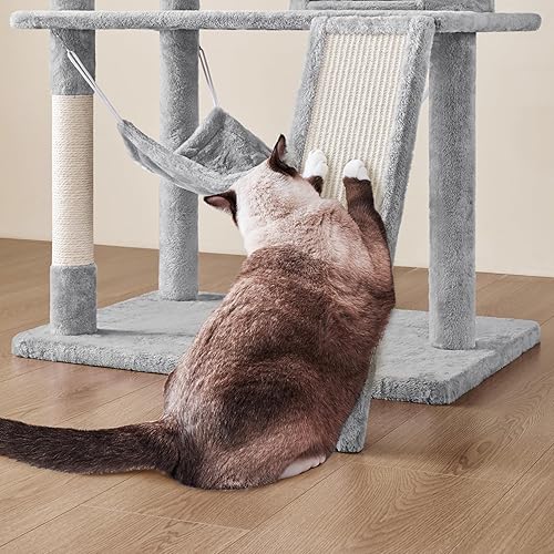 Miniatura 6 de Topeakmart Torre para gatos de interior de 63.5 pulgadas, condominio de muebles para gatos con postes rascadores como centro de actividades para