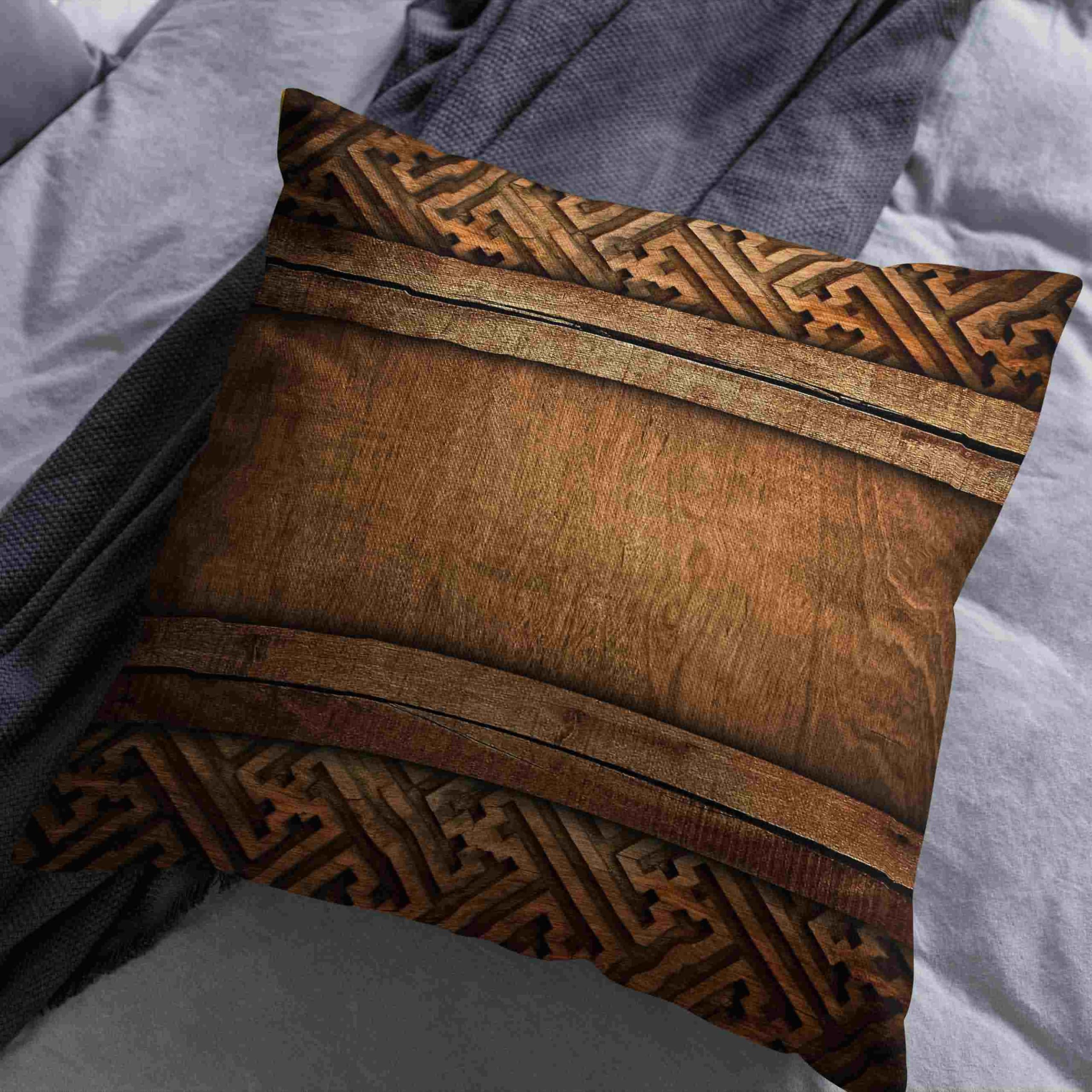 Lino Federe Cuscini Letto Matrimoniale Fantasia Federe x Cuscino Divano 50x50cm, Venatura del Legno Fodere Cuscini Poltrona Copricuscino Viaggio Divano da Salotto 4Pcs