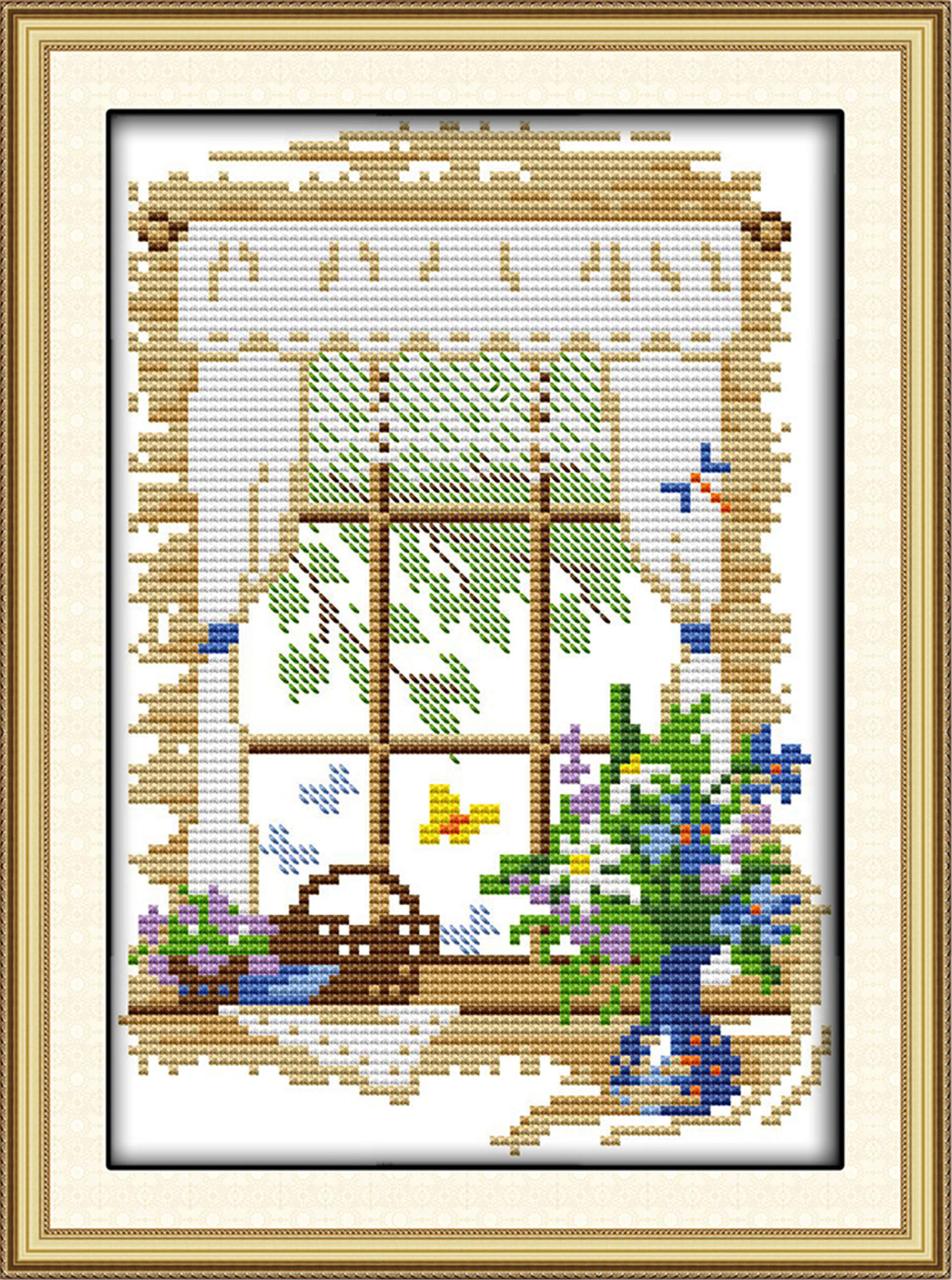 CaptainCrafts Cross Stitch Kits for Adults Counted 14CT Summer Home Decor