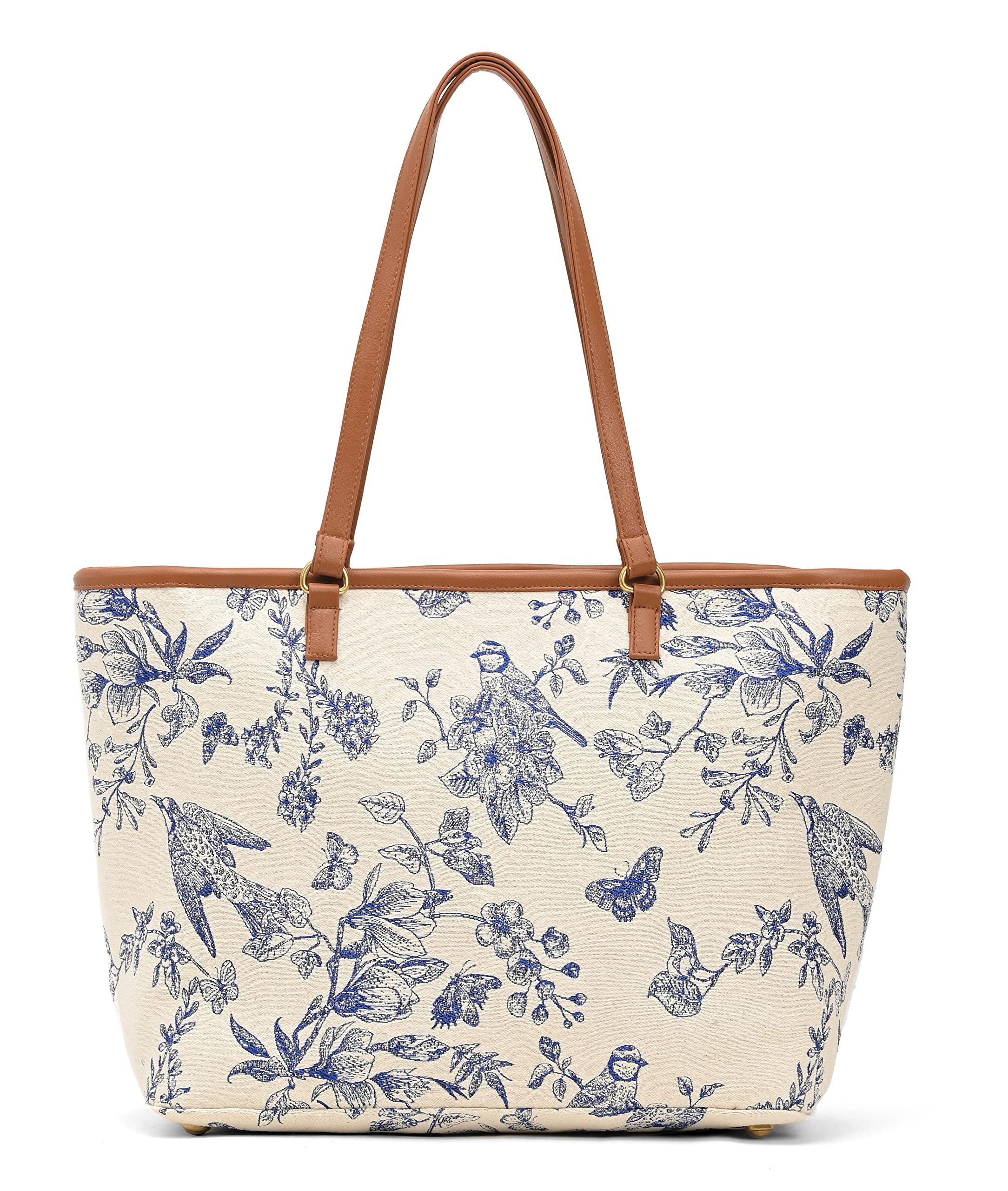 Boho Girl Toile Floral Tote Bag for Women/Girl | Handbags with Double Handle | Printed Totes for Women | Ladies Purse Handbag | College Bag for Girls (Blue) (B0C2J1H9V4) Amazon Price History, Amazon Price Tracker