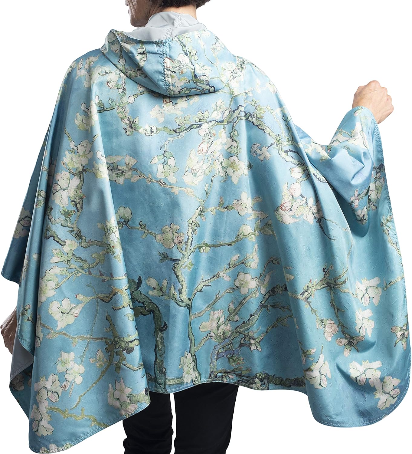 RainCaper van Gogh Almond Blossom Womens Rain Cape Poncho with Hood Reversible