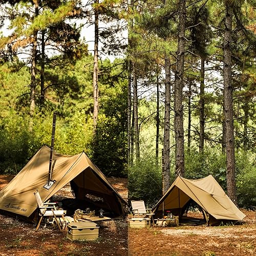 Miniatura 6 de Tienda de campaña caliente con gato de estufa, refugio impermeable y resistente al viento para 4 estaciones, para 1 a 4 personas, ligera para