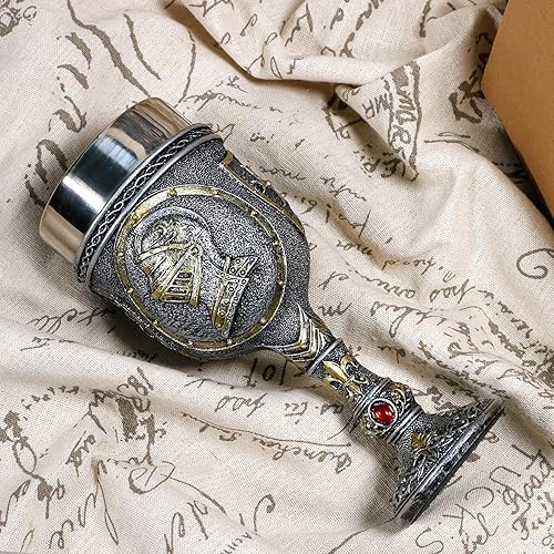 Miniatura 4 de alikiki Medieval Armor Knight - Vaso de vino de cáliz renacentista de acero inoxidable de 7 onzas para la Edad Media, decoración de guerra, fiesta,