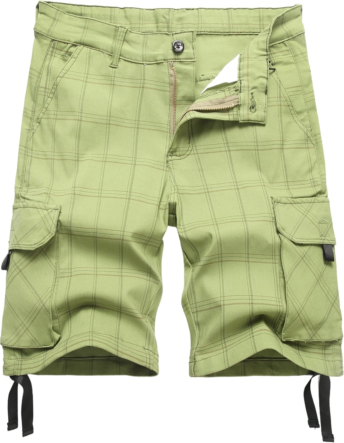 Plaid Shorts Men Classic Regular Fit Plaid Cargo Short Multi-Pocket Outdoor Shorts