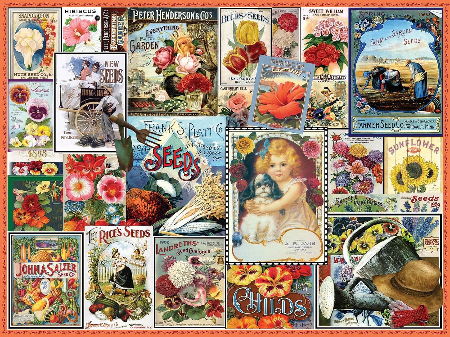 White Mountain Puzzles Vintage Flower Seeds 550 Piece