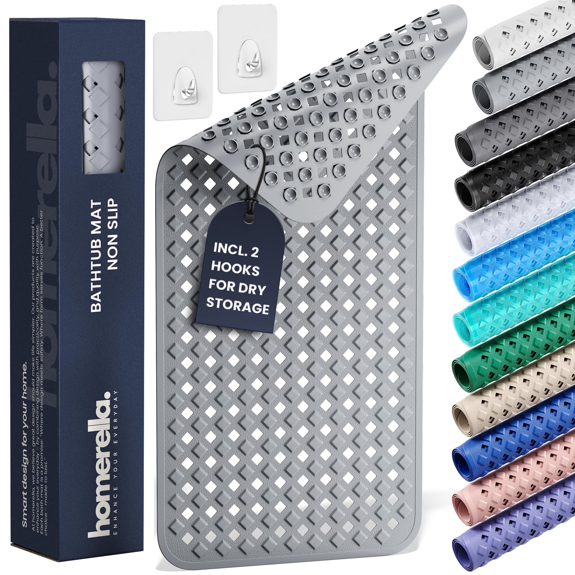 Amazon.com: Bathtub Mat Non Slip 35x16 - homerella® Bath Mat Incl