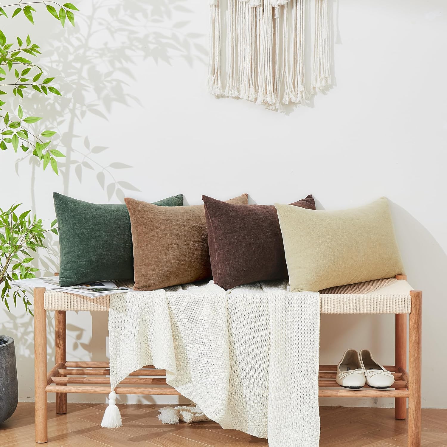 GAWAMAY Lumbar Decorative Throw Pillow Covers 12"x20" Inch Set of 2, Super Soft Chenille Rectangle Pillowcase for Living Room Bedroom Sofa Couch Cushion Support Pillow Cover 30x50cm Brown (No Insert) - Image 7