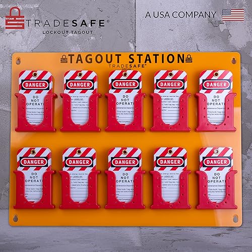 Vista 41 de TRADESAFE Etiquetas de bloqueo - 10 etiquetas de peligro de no operar con 10 bridas, vinilo de alta calidad de 32 mil, etiquetas de loto compatibles