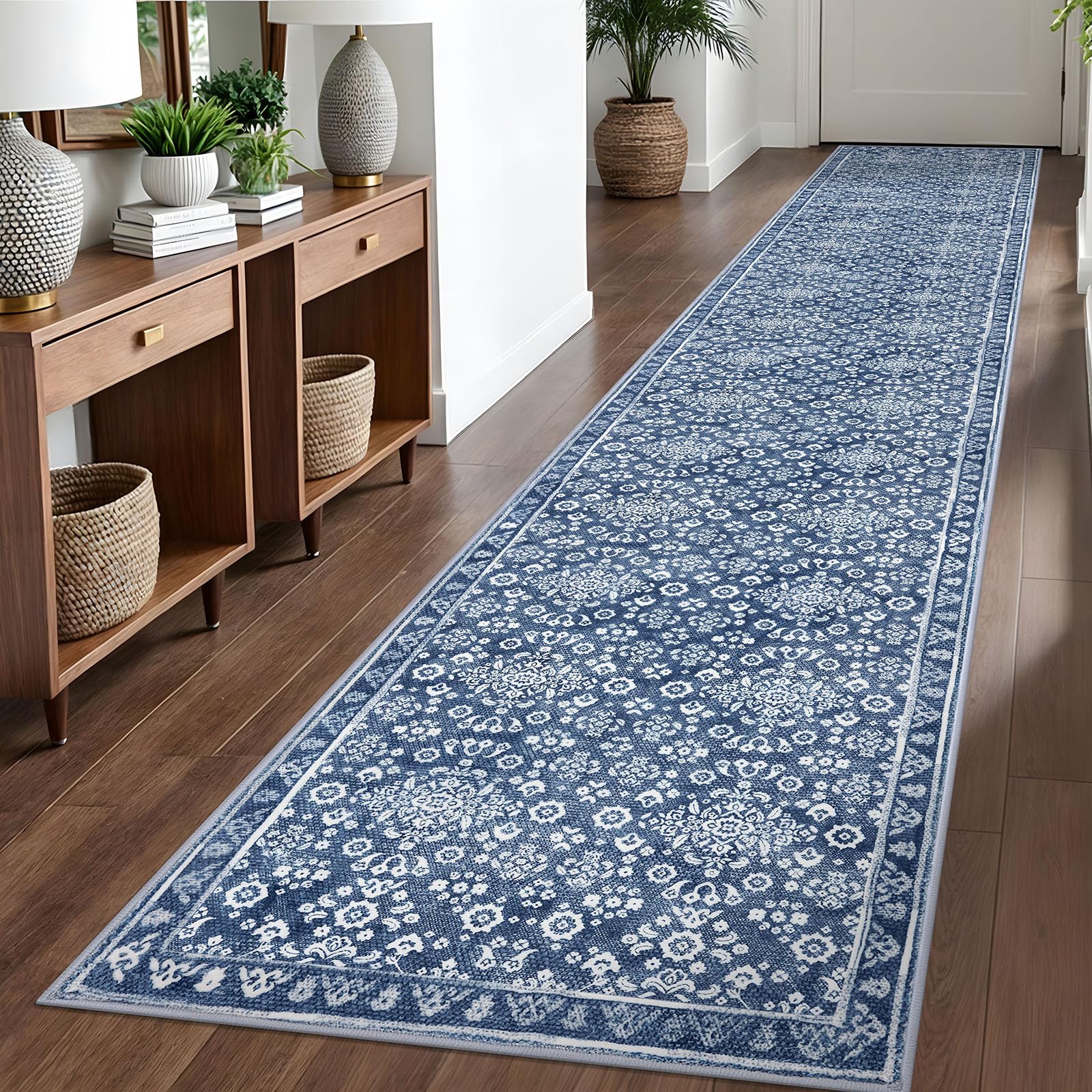SILOLOOM Vintage Washable Runners for Hallway 2.6x16 Runner Rug Non Slip — image 1