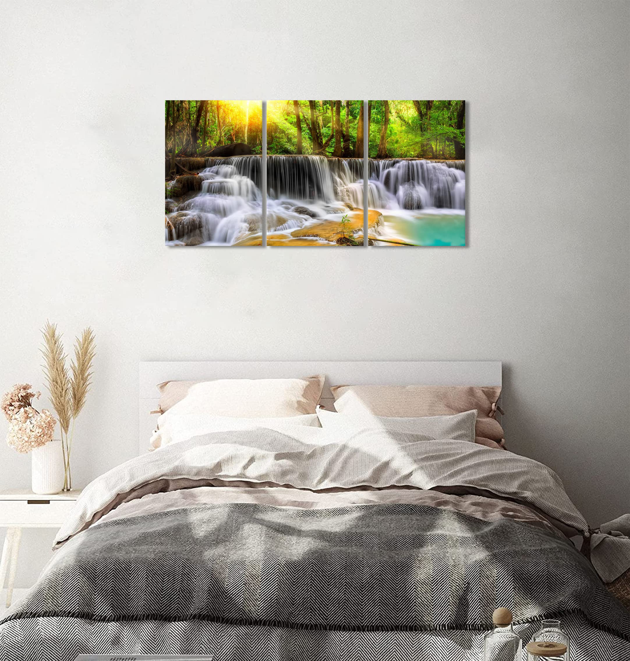 自然、風景画 玄関、寝室飾り用絵画 / 店 Amazon.co.jp: 森林 アートパネル 3枚 滝 日光 絵画 湖 風景画