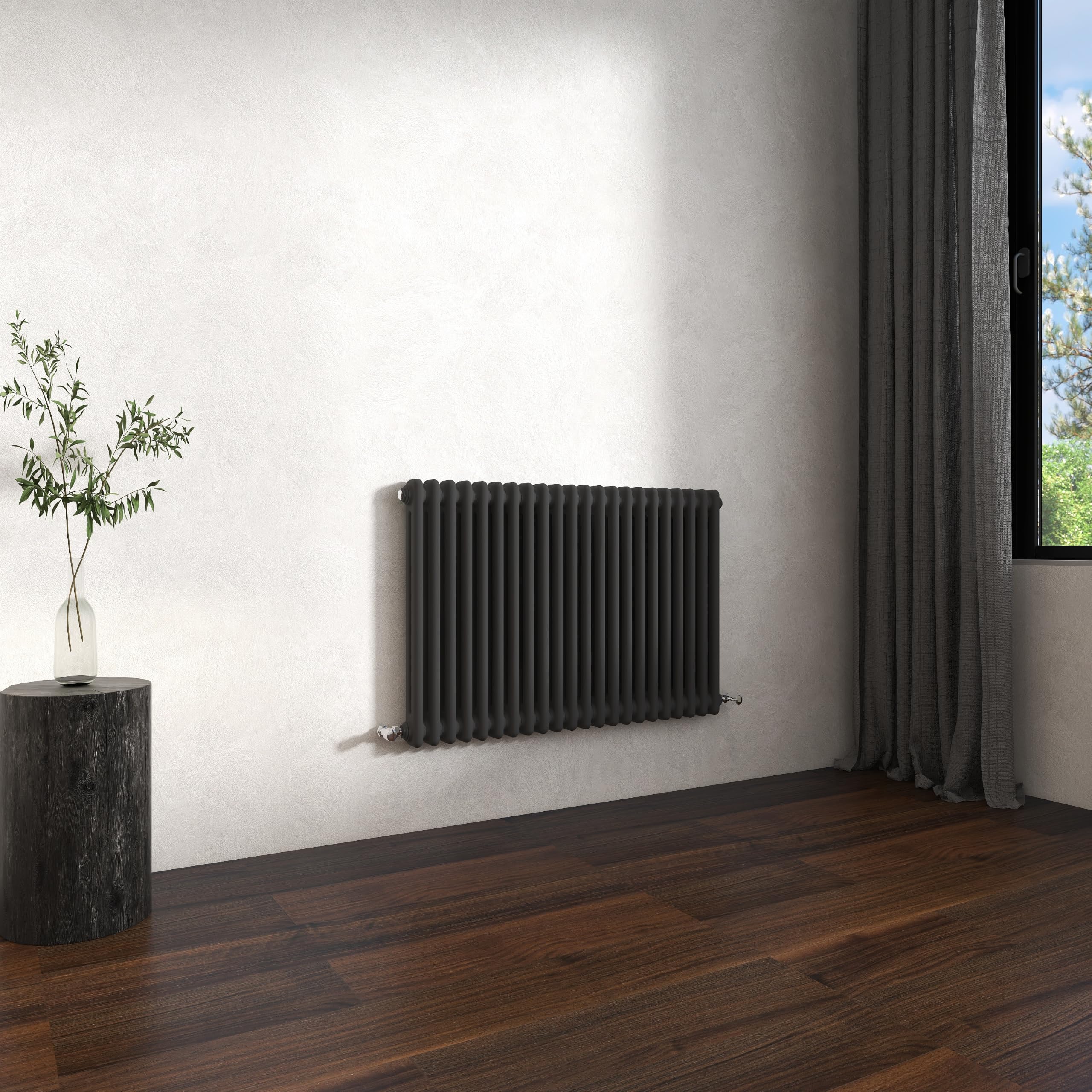 Traditional 2 Column Cast Iron Radiator 600x1010mm Horizontal Anthracite