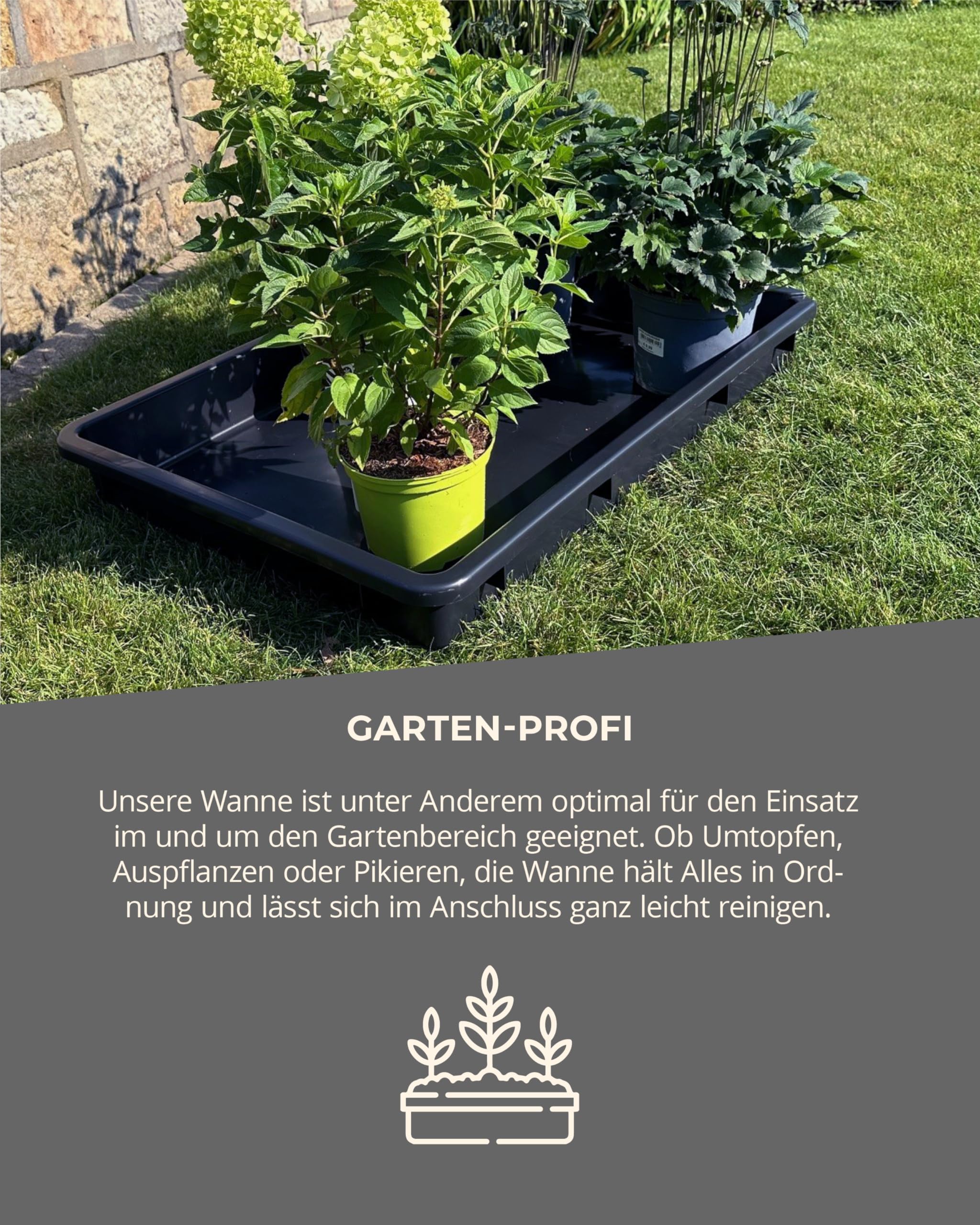 E&G Kunststofftechnik GmbH&Co.KG Kunststoffwanne 88 x 60 cm aus PP - Öl-Auffangwanne, Säuren- und laugenfeste Industriewanne, Plastikwanne, Umtopfwanne mit 42 Liter Volumen
