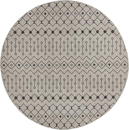 Vista 787 de Unique Loom Alfombra Colección enrejado Marroquí Celosía Transicional Interior y Exterior, Polipropileno Gris carbón/natural