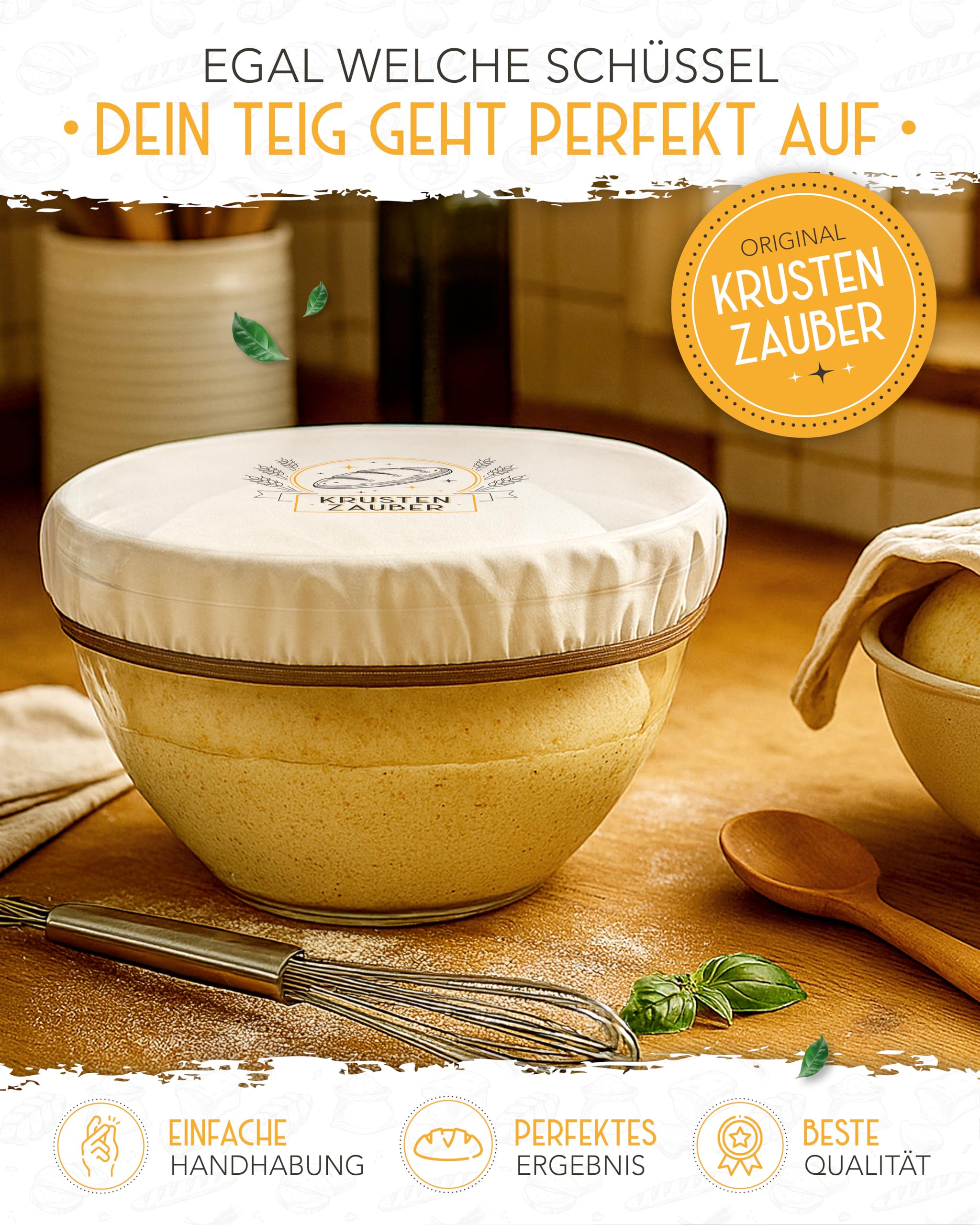 KRUSTENZAUBER 2 x pokrowiec na kosze do garowania – folia fermentacyjna wielokrotnego użytku jako akcesoria do pieczenia chleba