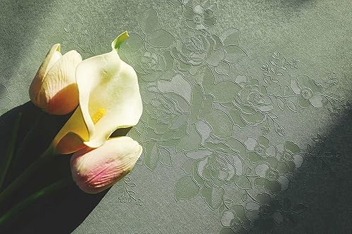 Miniatura 9 de Dimoon Papel tapiz de 78.7 x 17.3 pulgadas, papel tapiz grueso en relieve de flores para despegar y pegar, papel de contacto verde floral, papel de